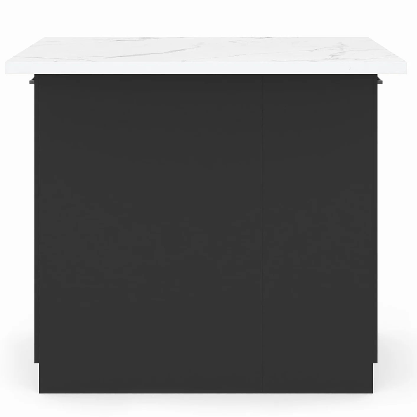 IDMarket - Ilot central IVO 120 cm madera negra con encimera efecto mármol ALASKA