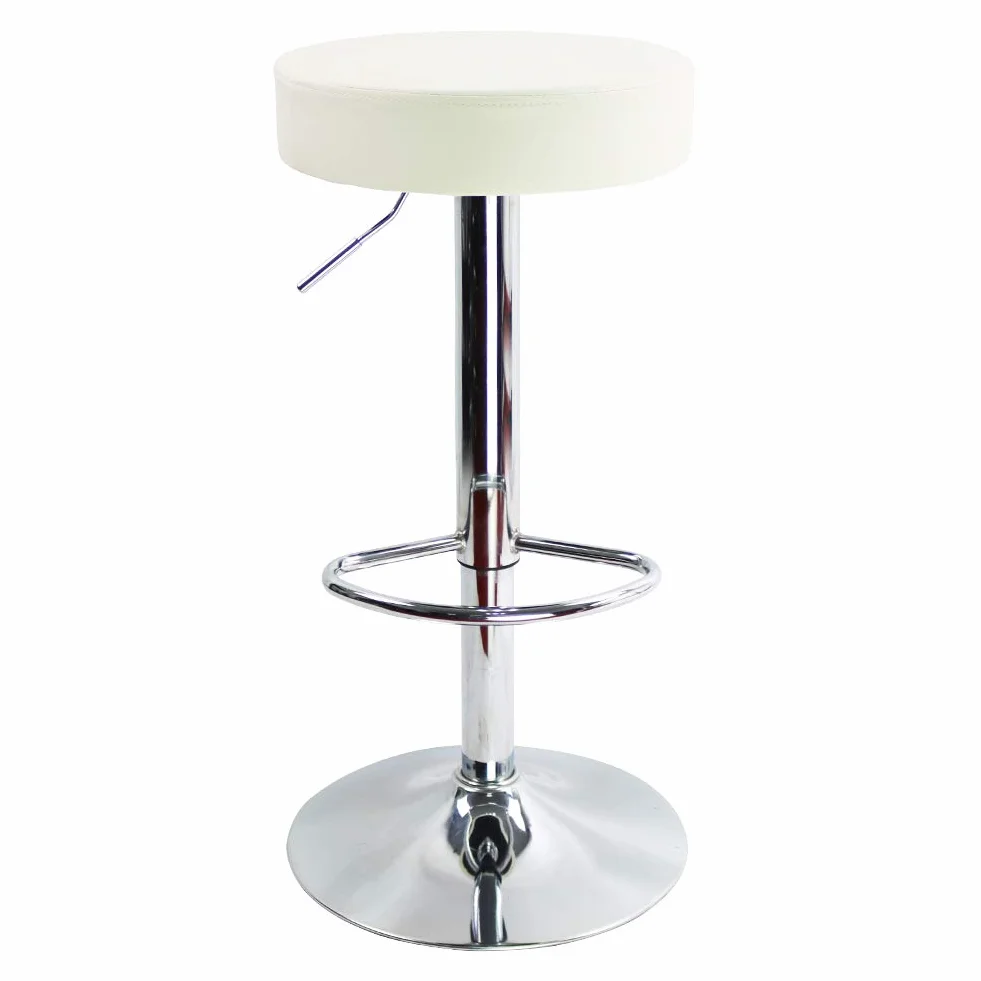 KKTONER Taburete de Bar Regulable en Altura Giratorio Taburete de Trabajo Taburete de Oficina Cuero PU Blanco