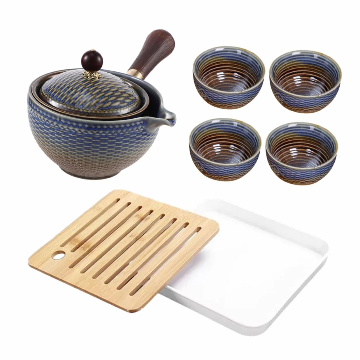 DOITOOL Juego de Té Kit Completo Portátil de Cerámica y Bolsa de Almacenamiento Diseño Elegante Adecuado para Viaje y Oficina para Aficionados al Té