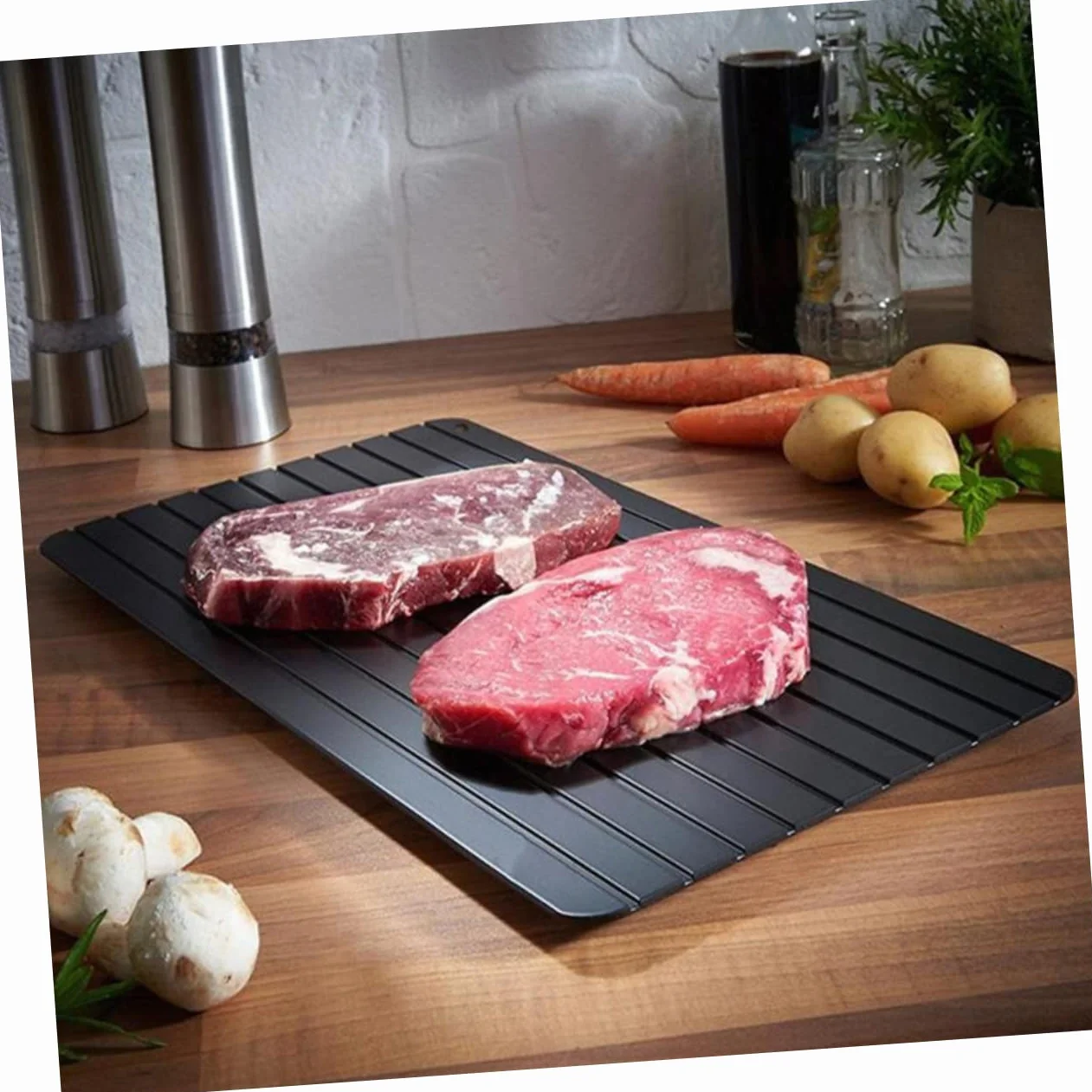 COLLBATH 3piezas Bandeja De Descongelación Rápida De Gruesa y Rápida Para Carne Pechugas De Pollo Chuletas De Cerdo Fácil De Limpiar y Usar