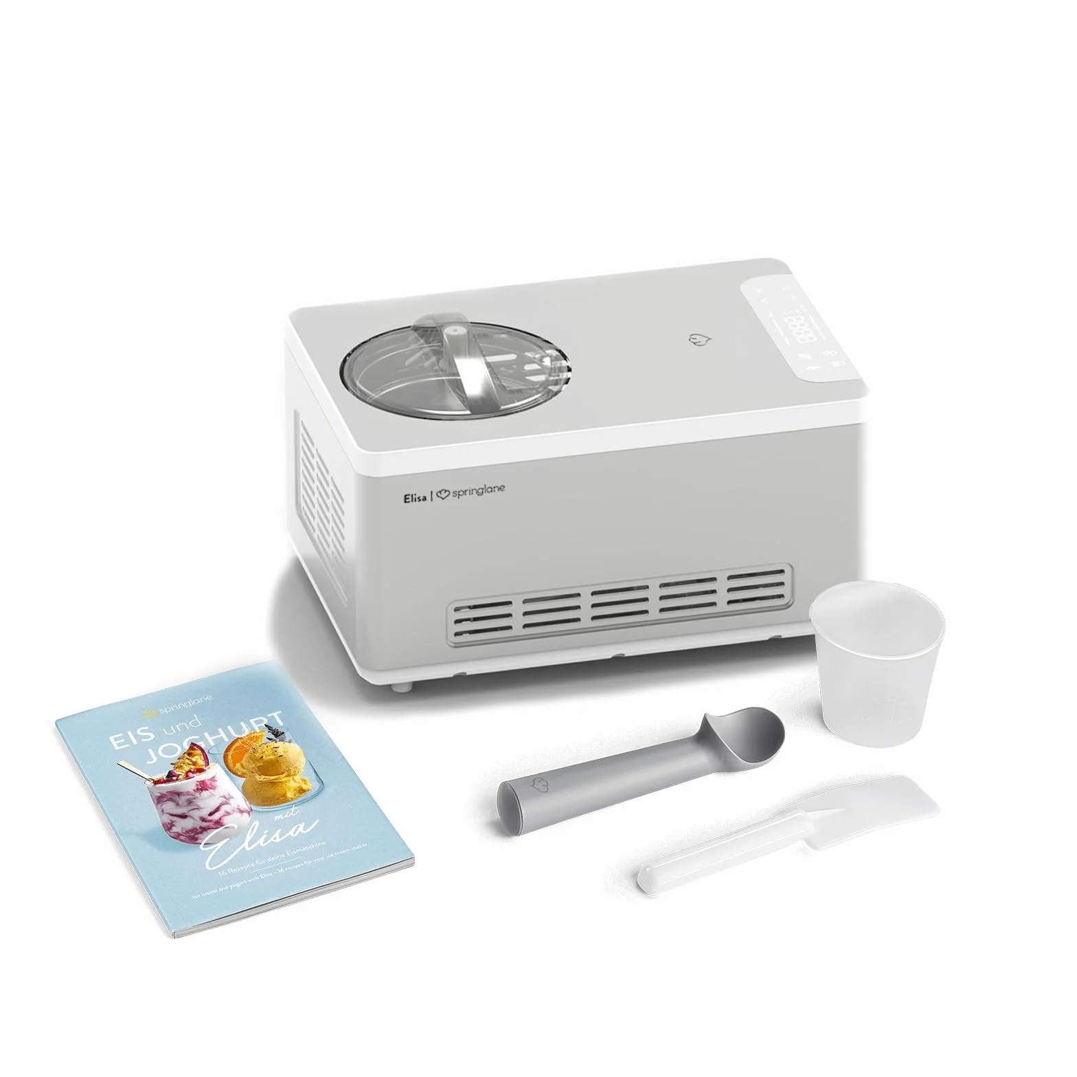 Heladera yogurtera 2 en 1 ELISA con compresor de refrigeración y función de calefacción, 2 l Máquina de helados y yogur en acero inoxidable, función de mantenimiento de frío