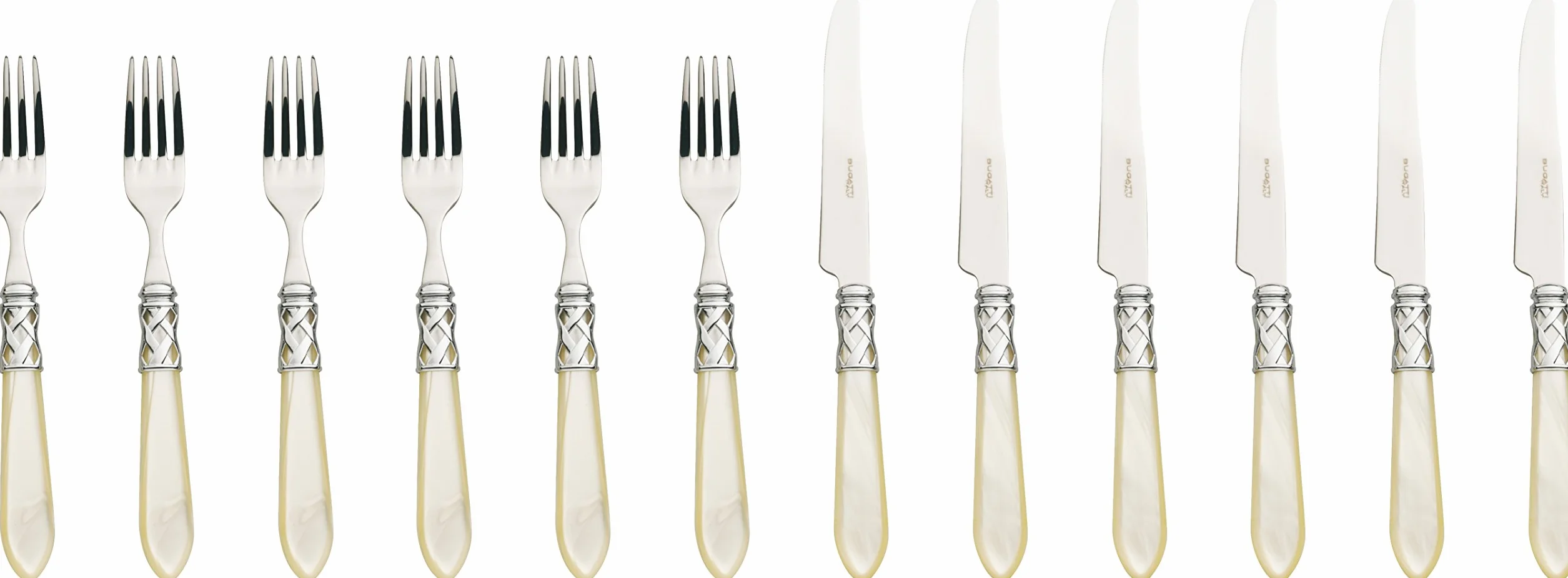 Bugatti ALCAM-N4220 Aladdin – Cubertería de Postre de Juego, 12 Piezas, Acero Inoxidable/ABS, Marfil, 36 x 26 x 4 cm