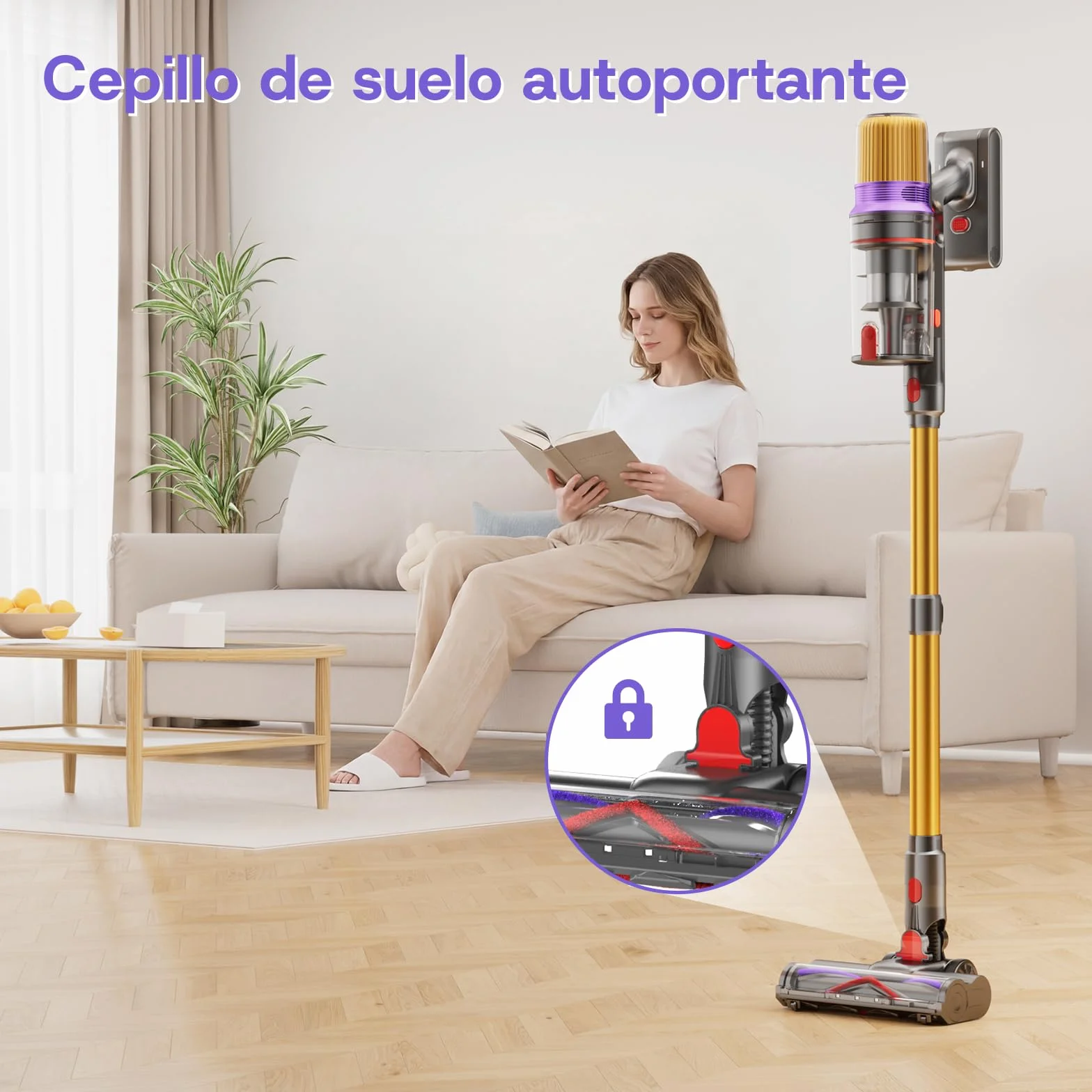 V16 Aspiradora sin Cable 55Kpa/600W/80Mins, Aspirador Escoba sin Cable con Pantalla Táctil LED, Modo Automático, Aspirador Inalámbrico Antienredo para Suelo Alfombra Pelos de Animales