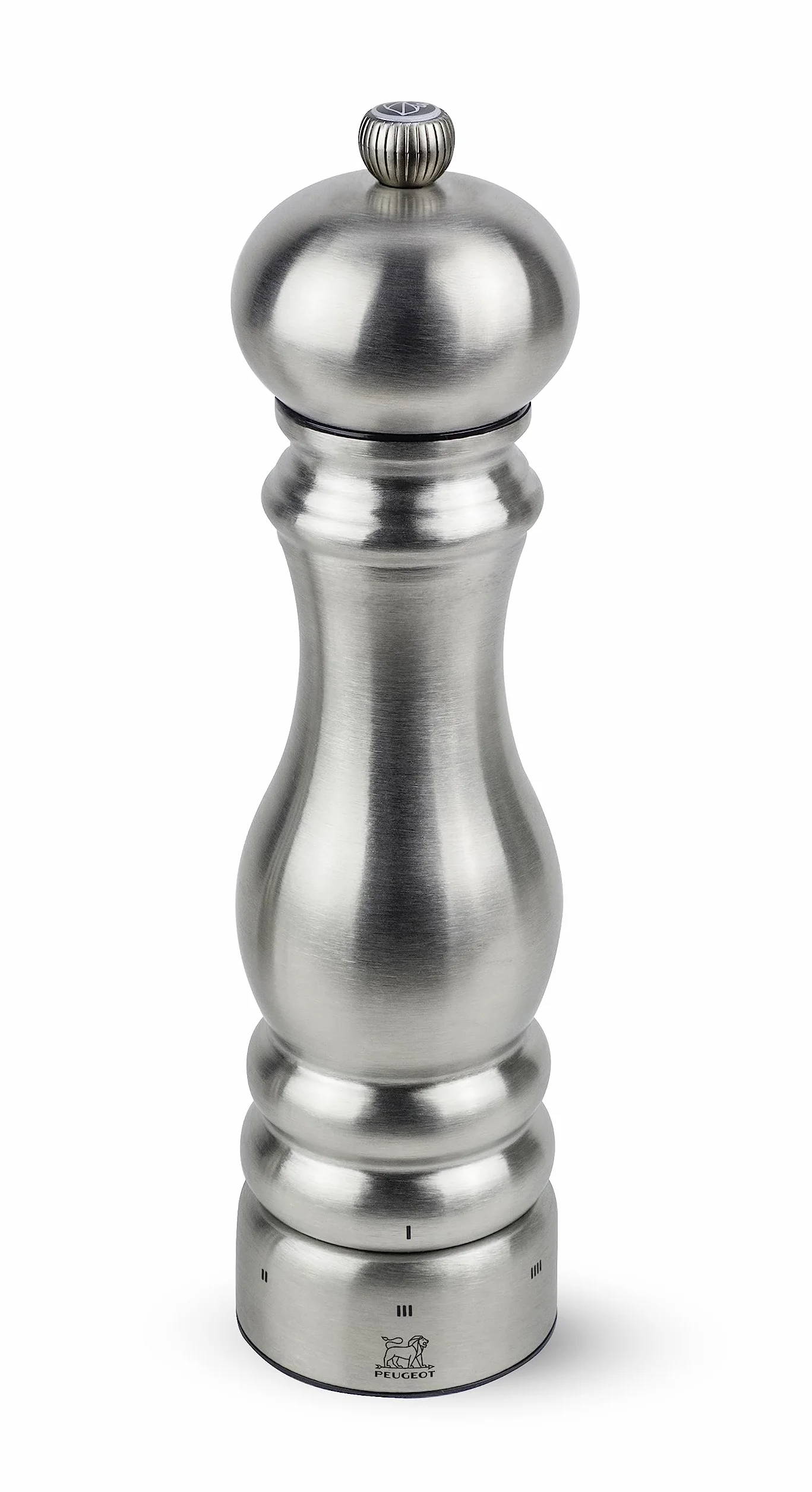 PEUGEOT Paris Chef u'Select - Molinillo de sal (22 cm), 6 ajustes de molienda predefinidos, innovación en polvo, mecanismo de circonita, acero inoxidable, fabricado en Francia
