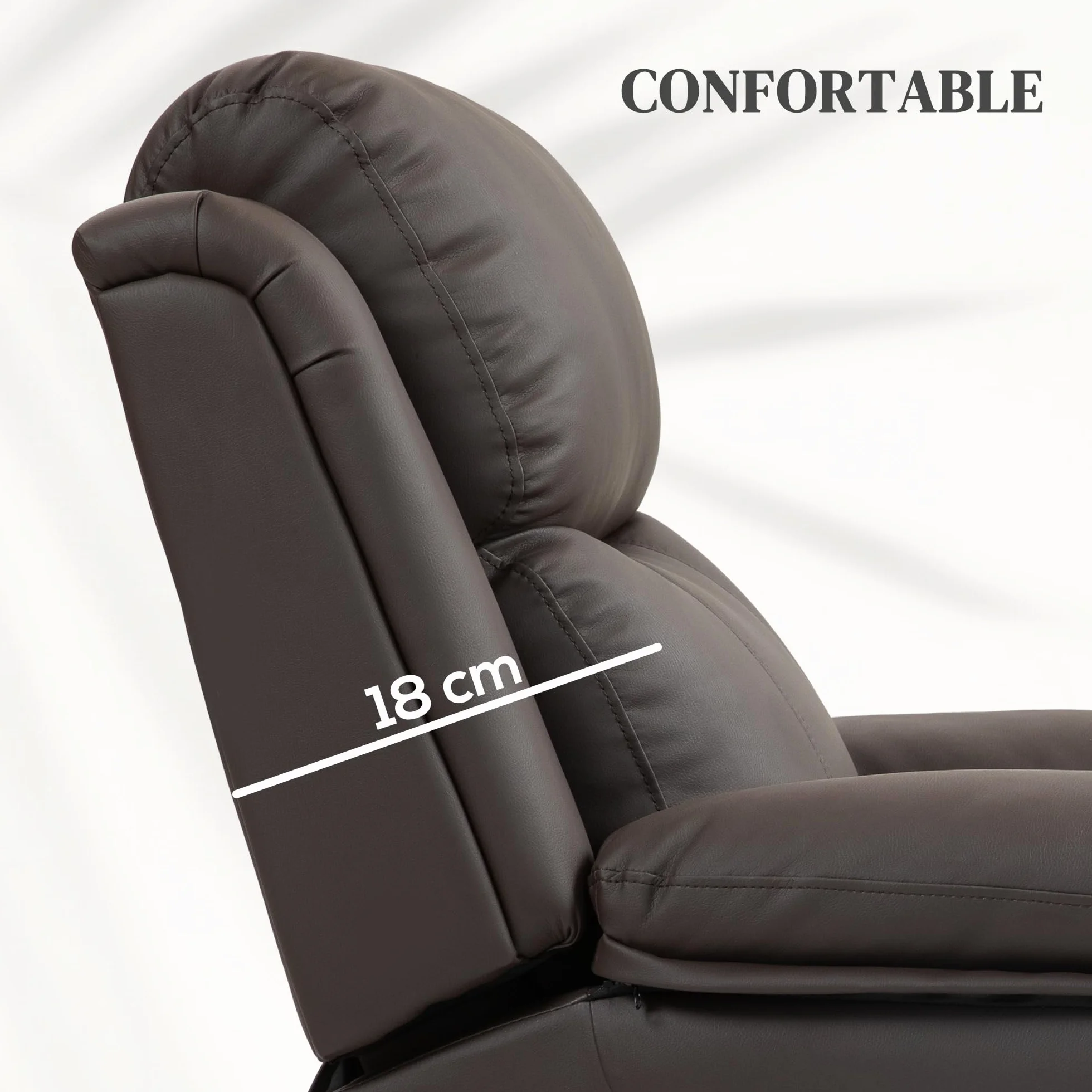 HOMCOM Sillón Relax Eléctrico Reclinable Levanta Personas, Sillón Elevador, con Respaldo Alto, Control Remoto, Reposapiés, Acolchado Grueso, Tapizado en PU, Bolsillos Laterales, Marrón Oscuro
