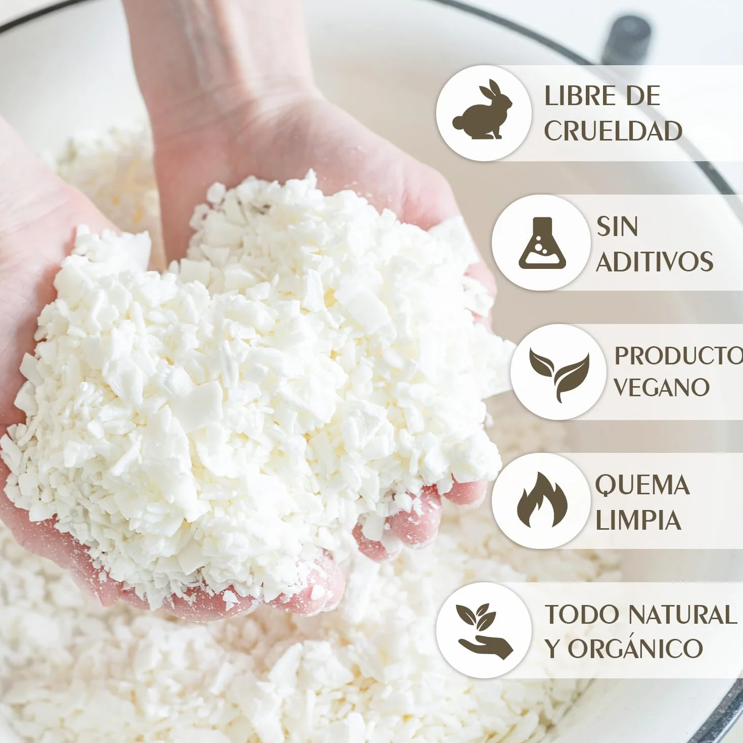 Cera de Soja para Velas 10kg, Cera de Soja Bajo Punto de Fusión para Hacer Velas Caseras, Material para Velas Aromáticas y de Color, 100% Natural