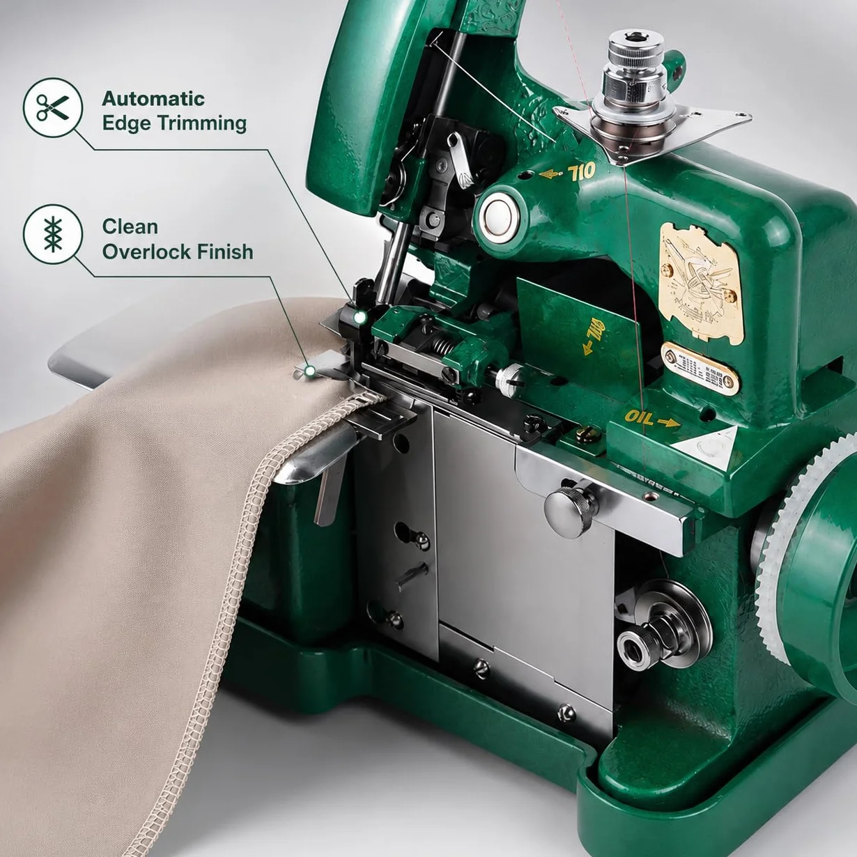 Máquina de coser Overlock Serger de alta resistencia - Overlocker de marco de metal con función de costura de mano para cuero y telas gruesas