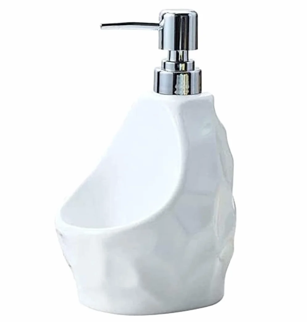 Dispensador de Ducha Dispensador De Jabón Dispensador con Soporte para Esponja, Dispensador De Jabón para Platos De Cerámica, Botella con Bomba Y Soporte para Esponja Dosificador de Jabón Dispensador