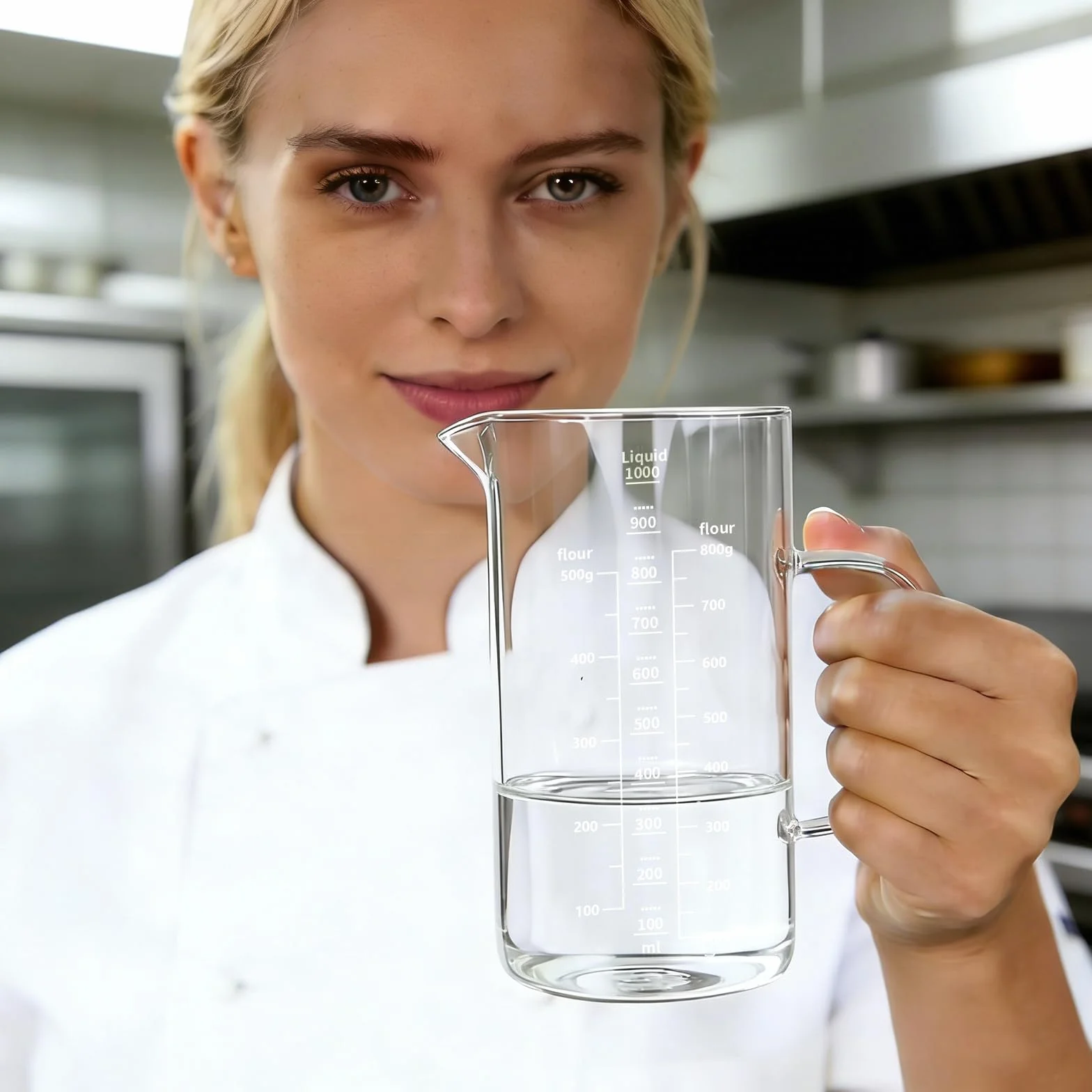 Vaso Batidora de Vidrio 1000ml Diámetro 9.5cm x H 17.5cm con Asa Resistente al Calor Apto para Lavavajillas