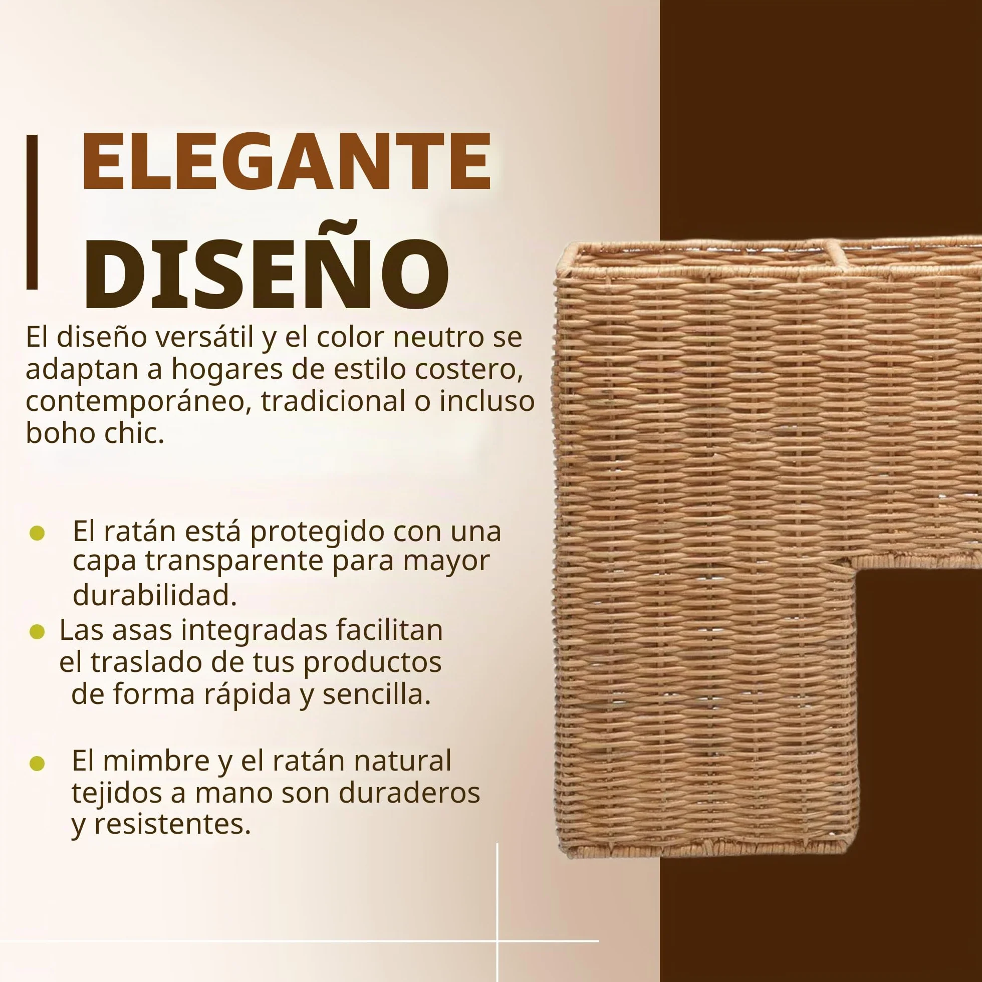 KOUBOO Wicker Stair Step Basket, Dark Brown_P, ratán y Mimbre, Natural, 38.1 x 24.13 x 40.005000000000003 cm