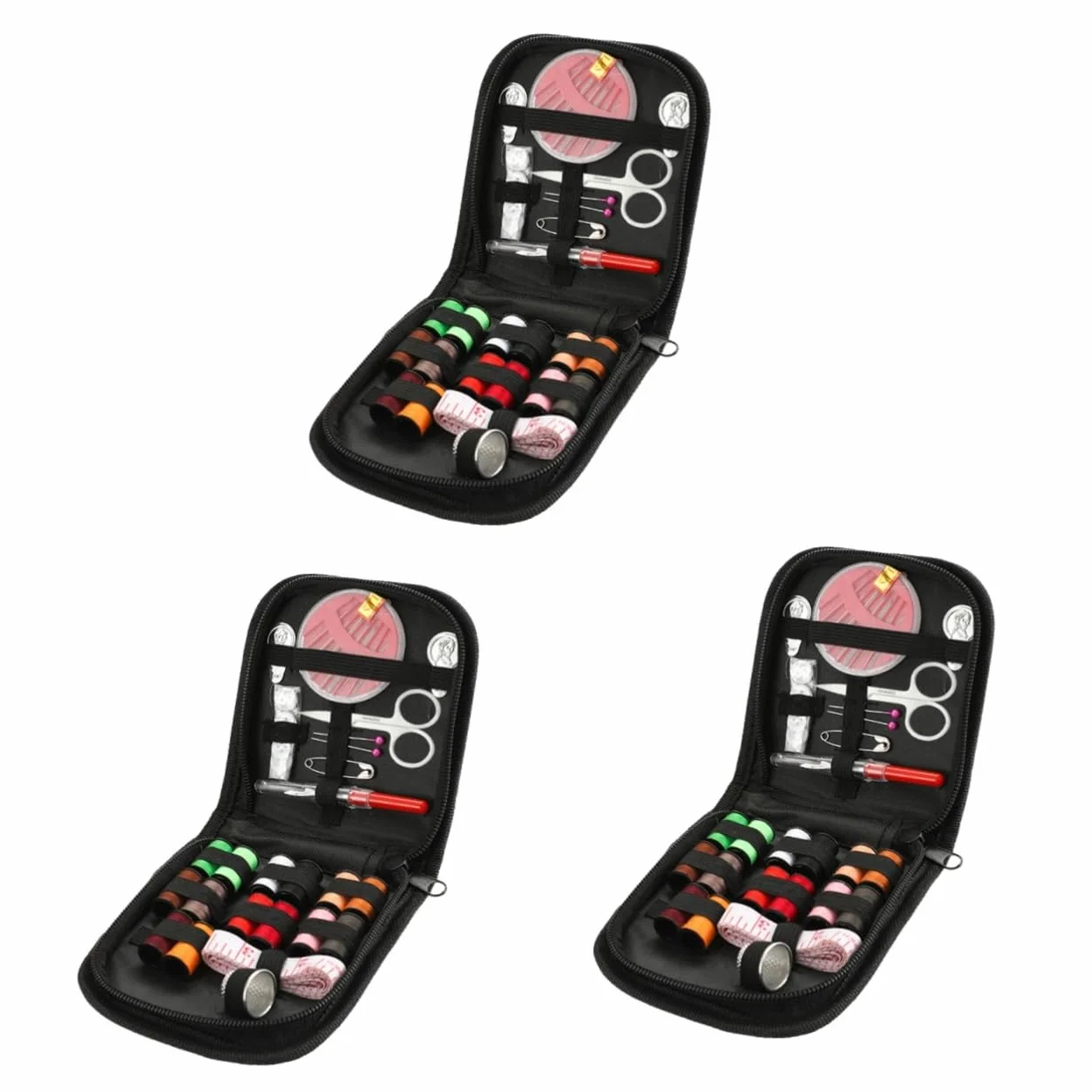 STOBOK 3juegos Kit De Costura Portátil Tijeras y Accesorios Para Viajes y Uso Doméstico Herramientas De Costura Prácticas y Completas Con Funda De Almacenamiento