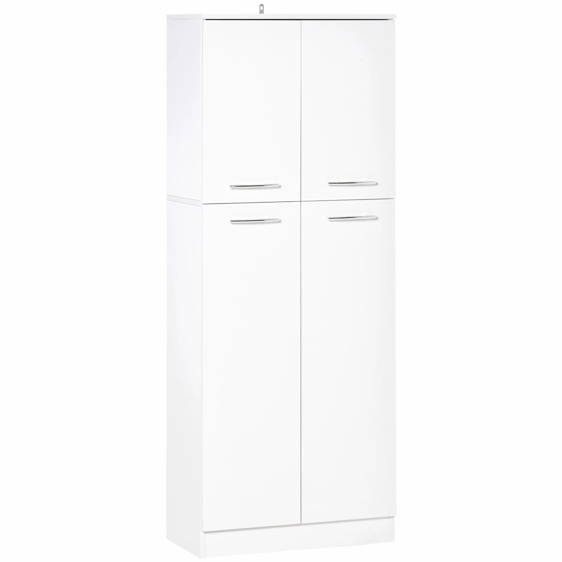 HOMCOM Armario Alto de 2 Puertas Mueble Auxiliar de Almacenaje Multifuncional con 5 Estantes y Baldas Ajustables Moderno para Salón Dormitorio Cocina 59x31x155 cm Blanco