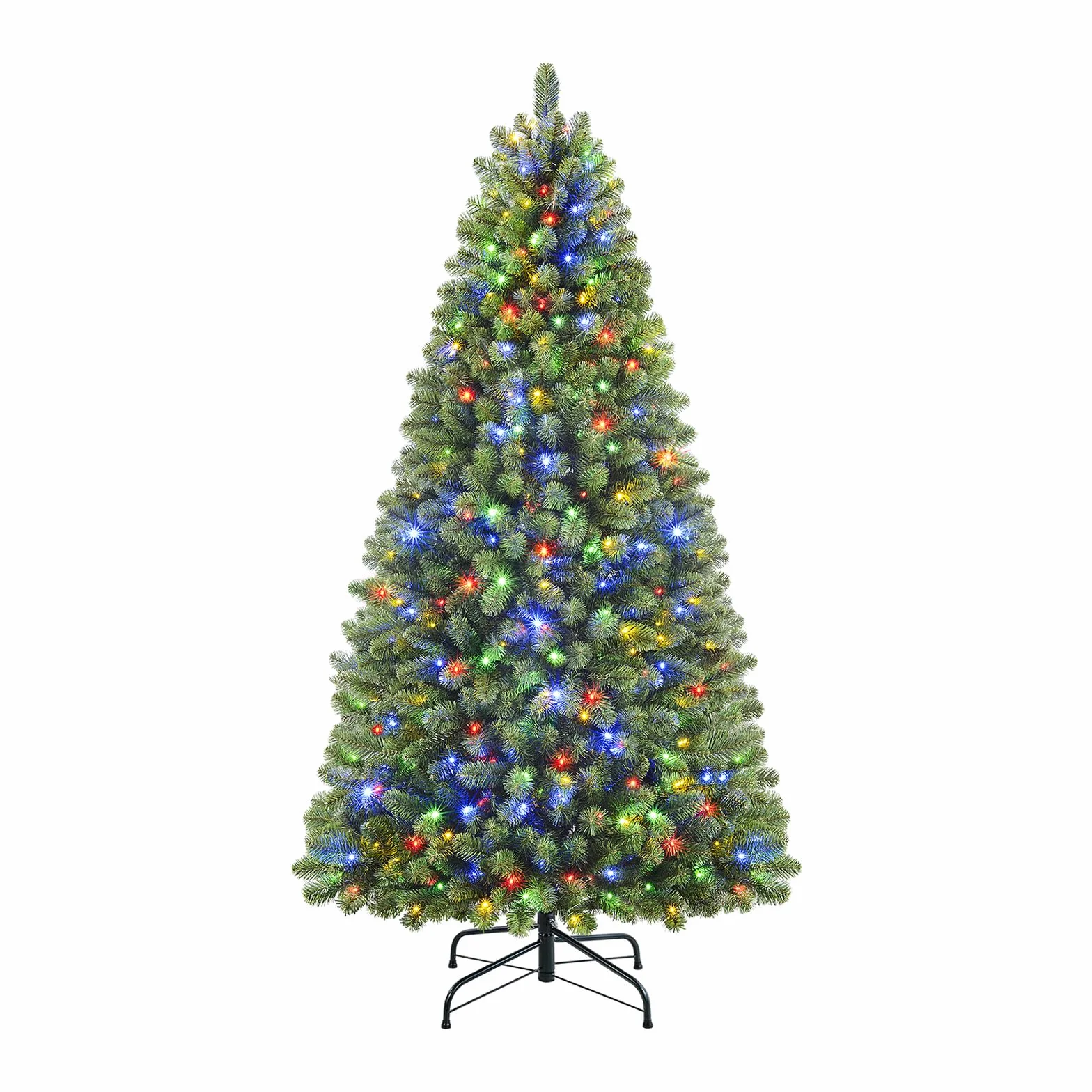 SHareconn 210 cm Arbol de Navidad Artificial con Luces Led, con 1062 PVC Puntas de Rama, con 400 Luces Blancas Cálidas & Multicolores y 12 Modos de luz, Soporte de Metal Plegable, Montaje Rápido
