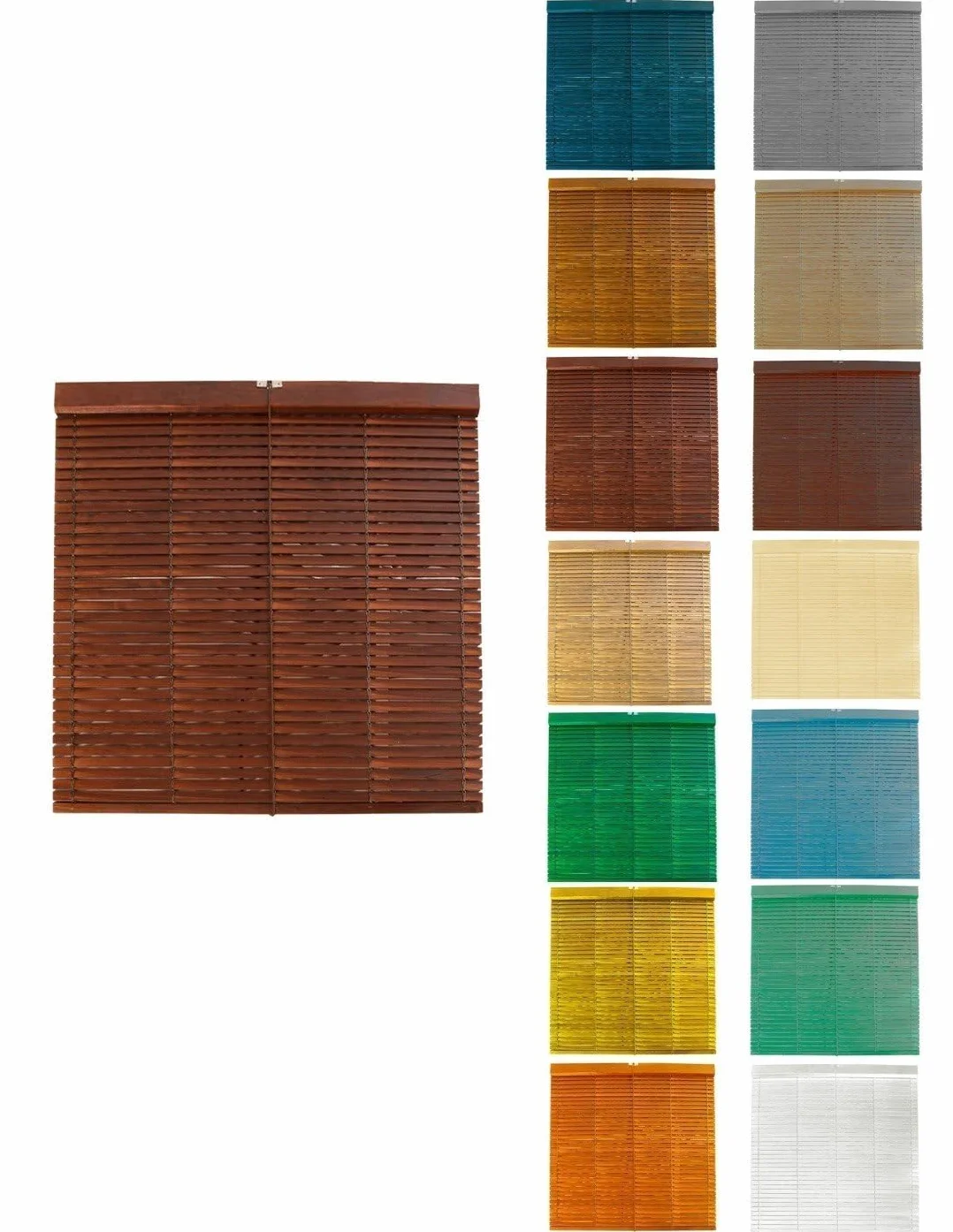 JARDIN202 - Persiana de Madera Alicantina con Polea Metálica - Estor Enrollable para Ventanas, Puertas, Salón | 125 x 240 cm (Nogal (Barnizada))