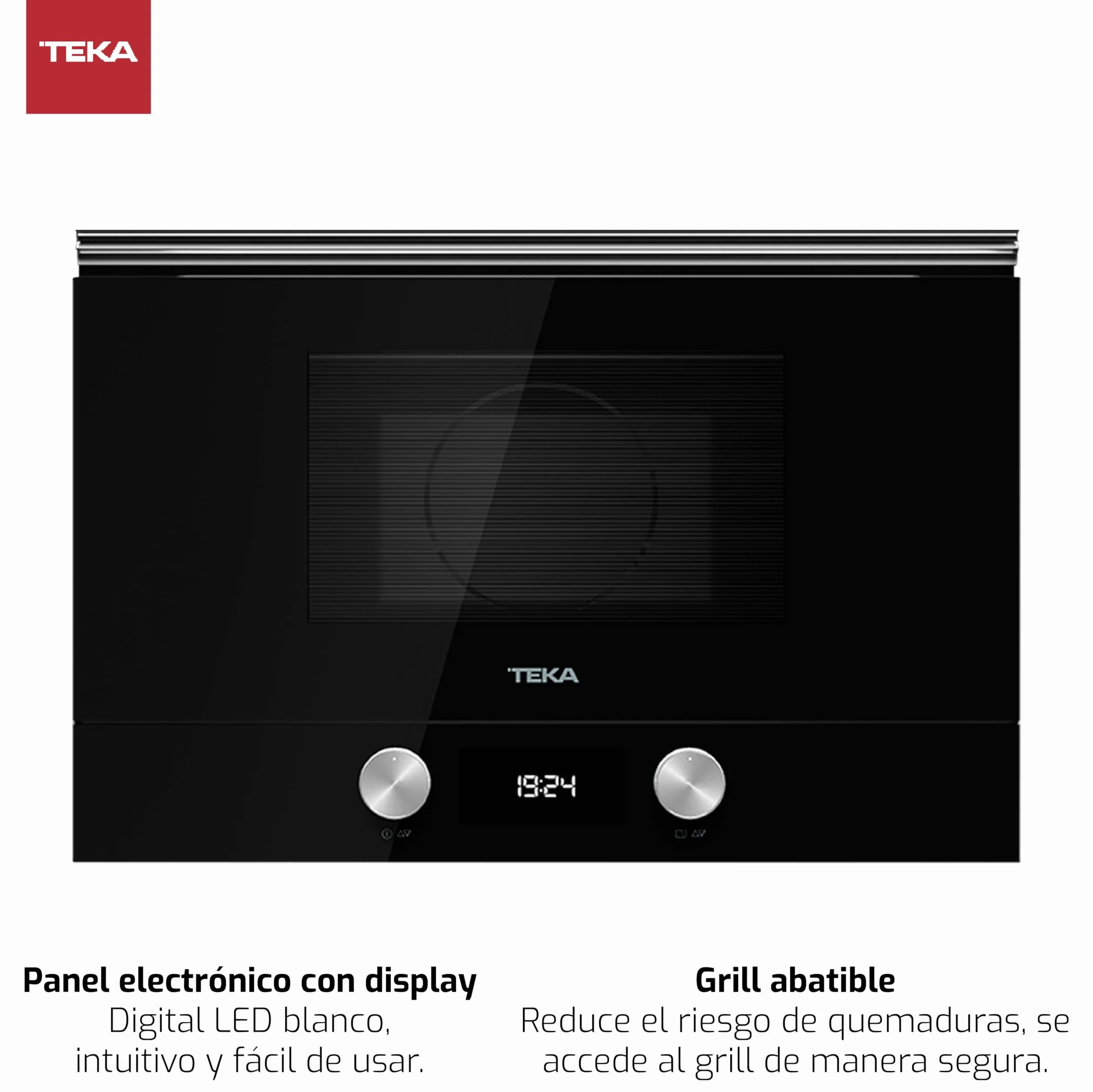 Teka ML 8220 BIS L Microondas de Integración Grill Urban Colors Edition Base Cerámica 5 Niveles Potencia 9 Menús Acceso Directo Cristal Negro
