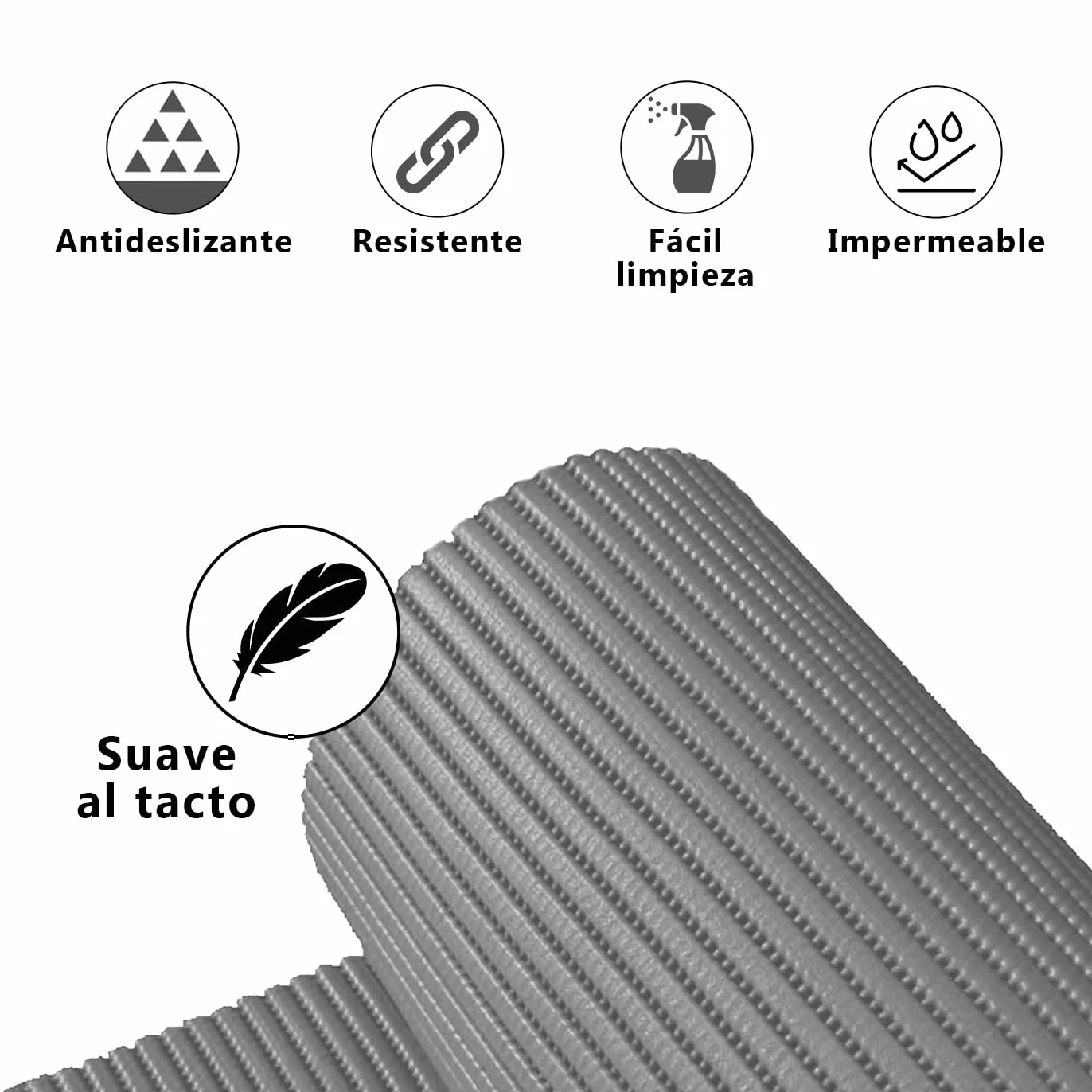 MERCURY TEXTIL Alfombrilla Antideslizante Goma Eva 200x65cm Gris Impermeable Protección Cajones Estantes