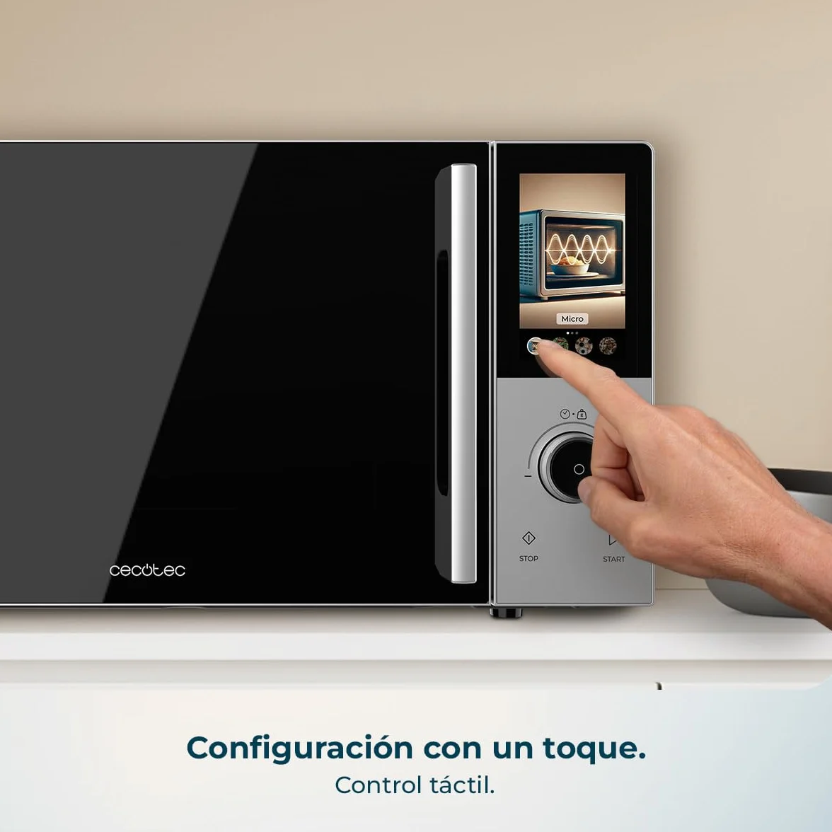 Cecotec Microondas Digital Táctil con Grill 25L Convection 2500 Touch 900W Grill 1200W Convección 2200W 8 Programas