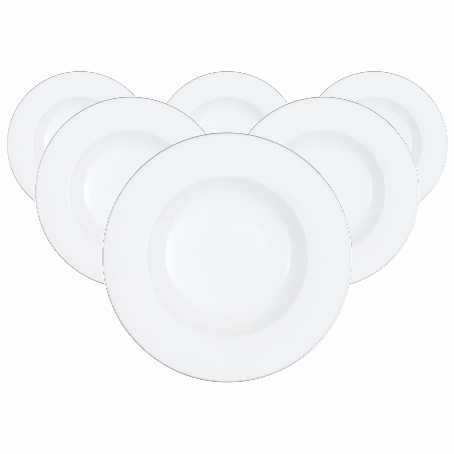 Villeroy & Boch Anmut Platinum No.1 - Platos hondos (6 unidades, 25 cm, elegantes platos hondos con borde de platino, porcelana de hueso premium), color blanco y platino