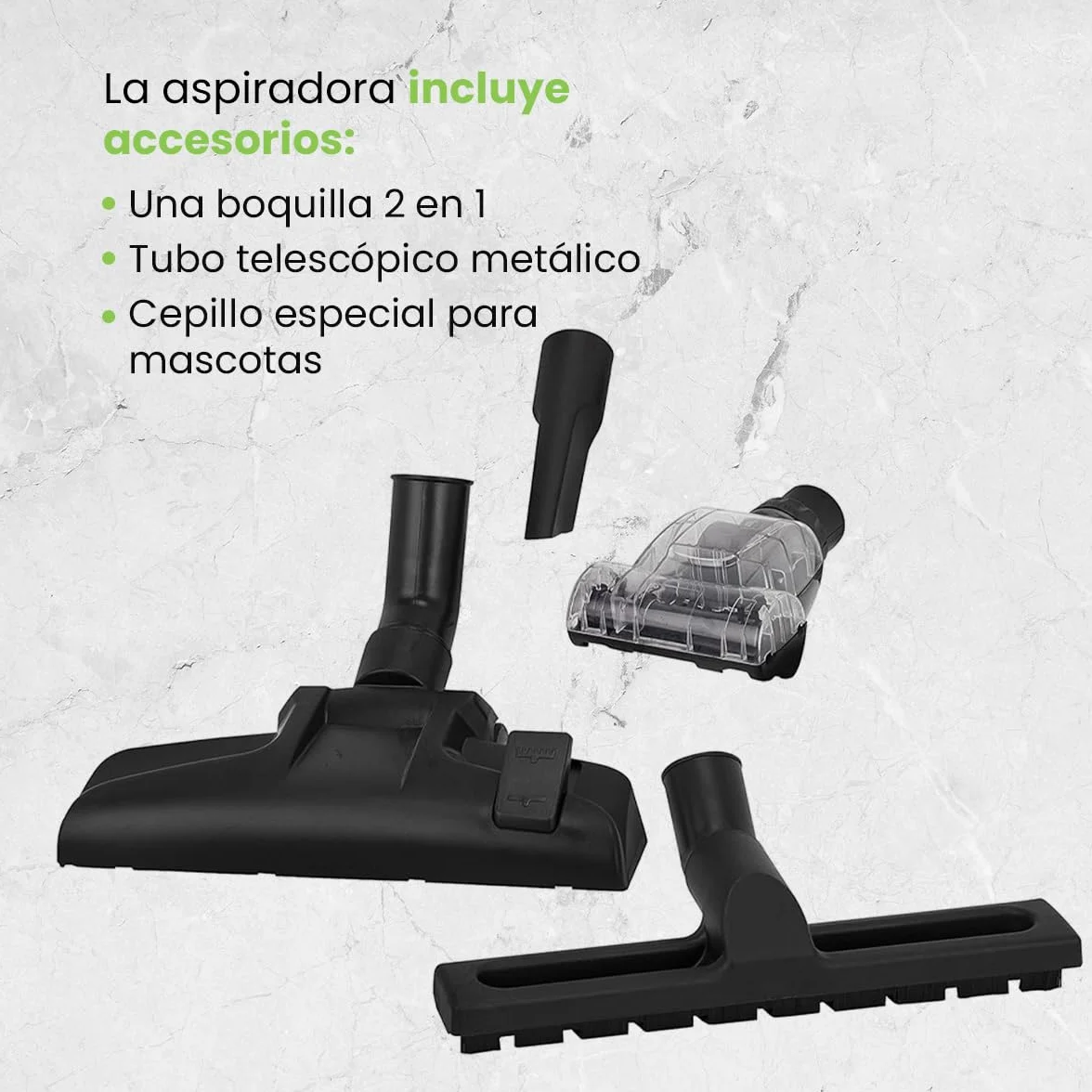 Kubo - Aspiradora sin Bolsa Filtro HEPA - Incluye 4 Accesorios - Funcionamiento Silencioso de 79 dB - Succión de 13 Kpa - Depósito de 2,5 L - Potencia 700W - Color: Quetzal Green