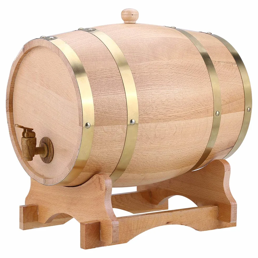 Barril de vino de madera de roble, dispensador para barril de vino de madera de roble vintage, dispensador de vino de vendimia para vino con licores, almacenamiento para whisky, Bourbon, teequila