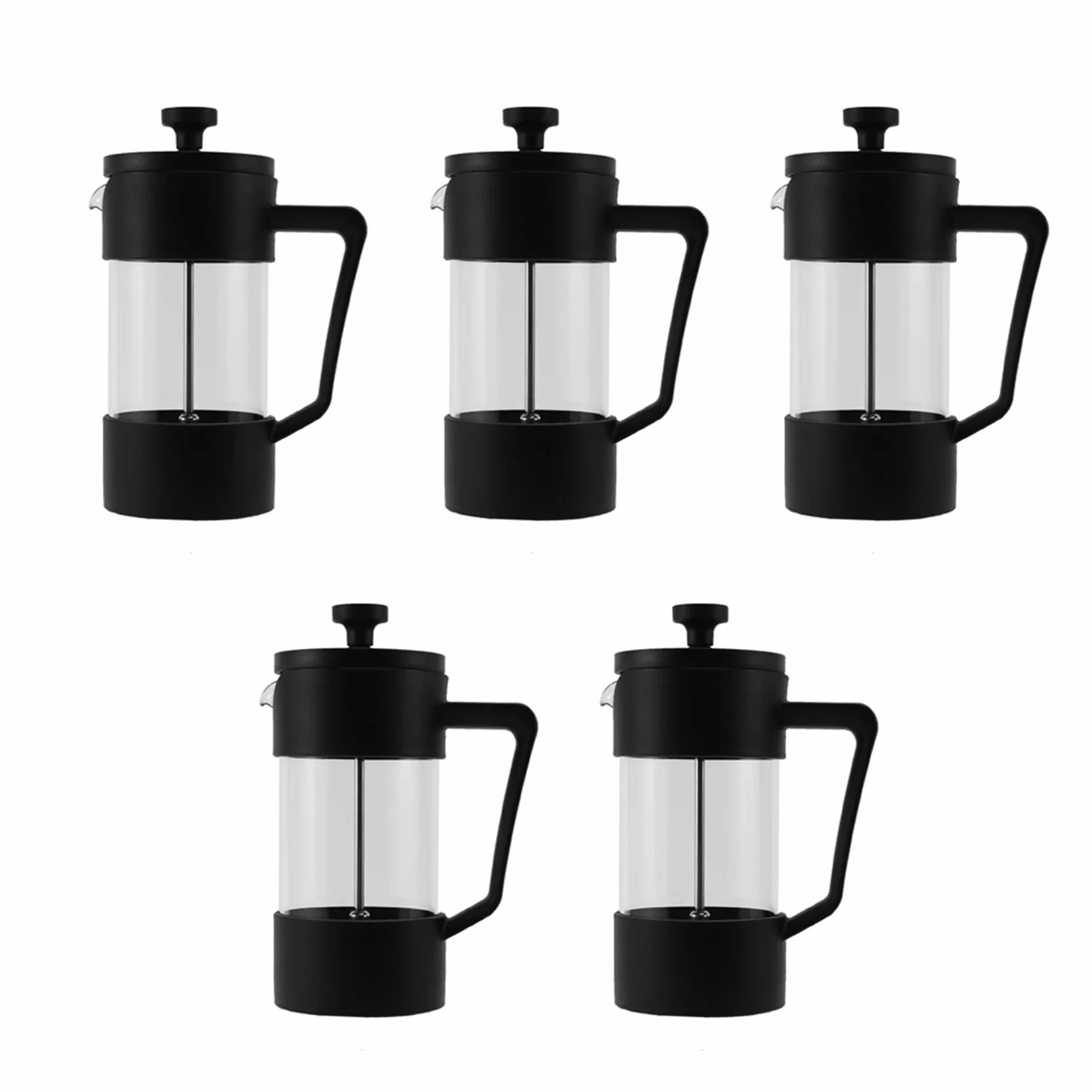 Cafetera y tetera de prensa francesa, prensa de café de vidrio borosilicato espesado, oxidada y lavable en lavavajillas, color negro