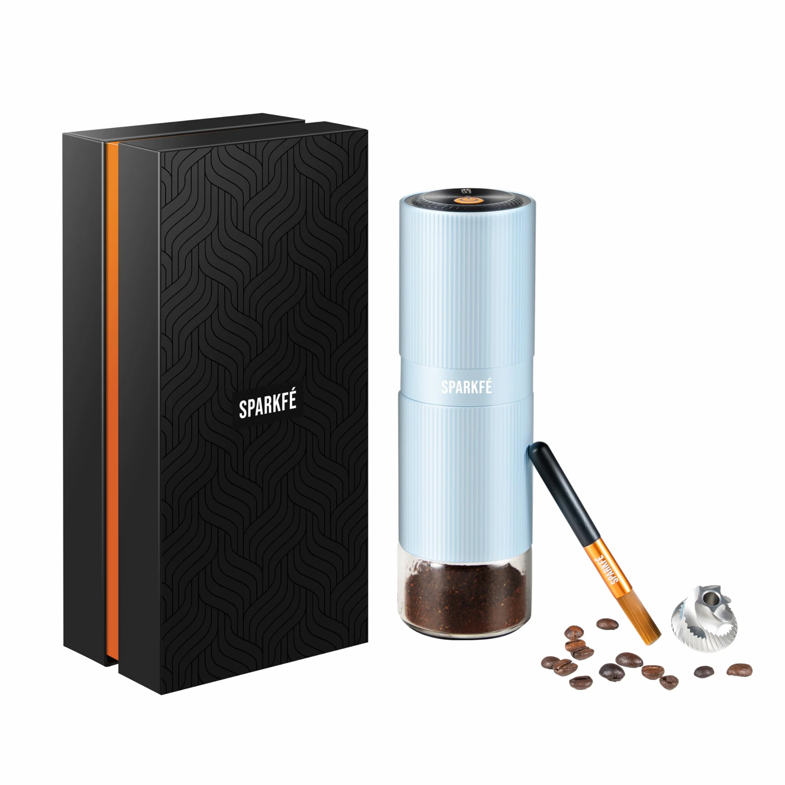 Molinillo de café eléctrico portátil, molinillo de mano recargable con rebaba cónica de acero inoxidable, ajustes de molienda ajustables, para espresso, moka, vertido, prensa francesa, infusión fría