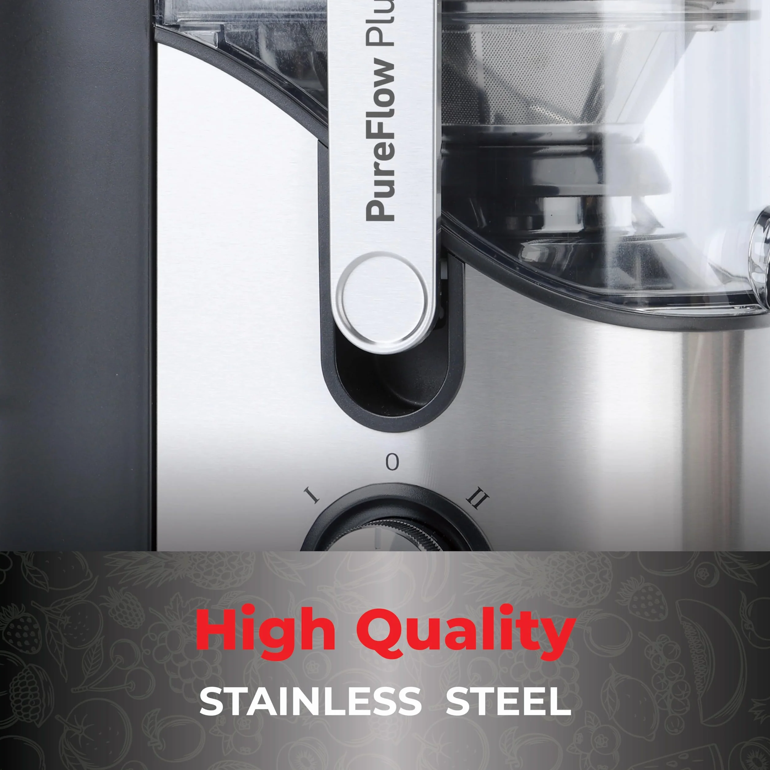 Muller Kitchen MK-6073 Licuadora para verduras y frutas (INOX, Tubo de alimentación extra grande, 2 velocidades, pies de goma antideslizantes)