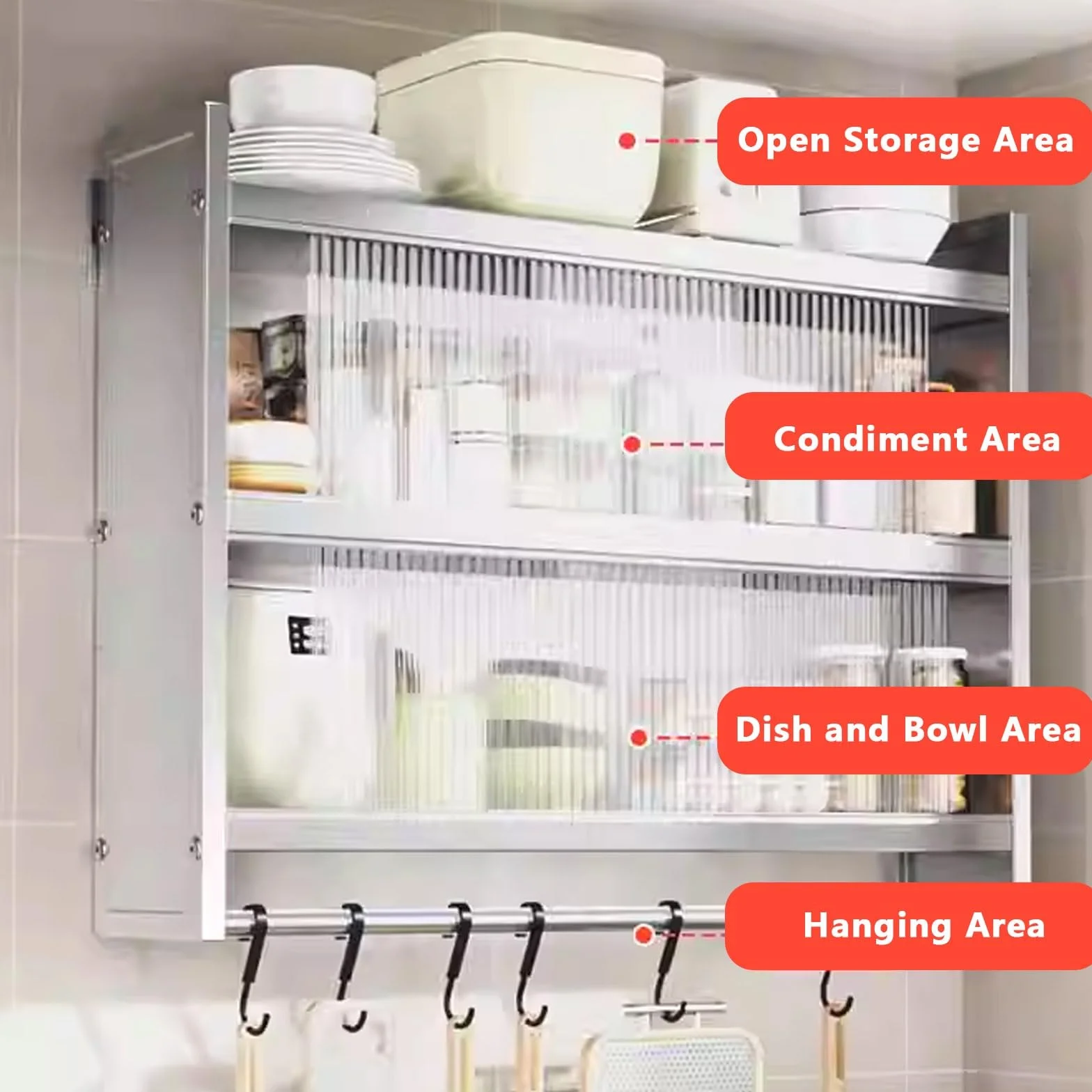 Armario de Pared Colgante de Acero Inoxidable para Cocina Baño Garaje con Puerta Corredera Semitransparente Barra para Colgar Varios Tamaños Disponibles(120 * 32 * 71cm)