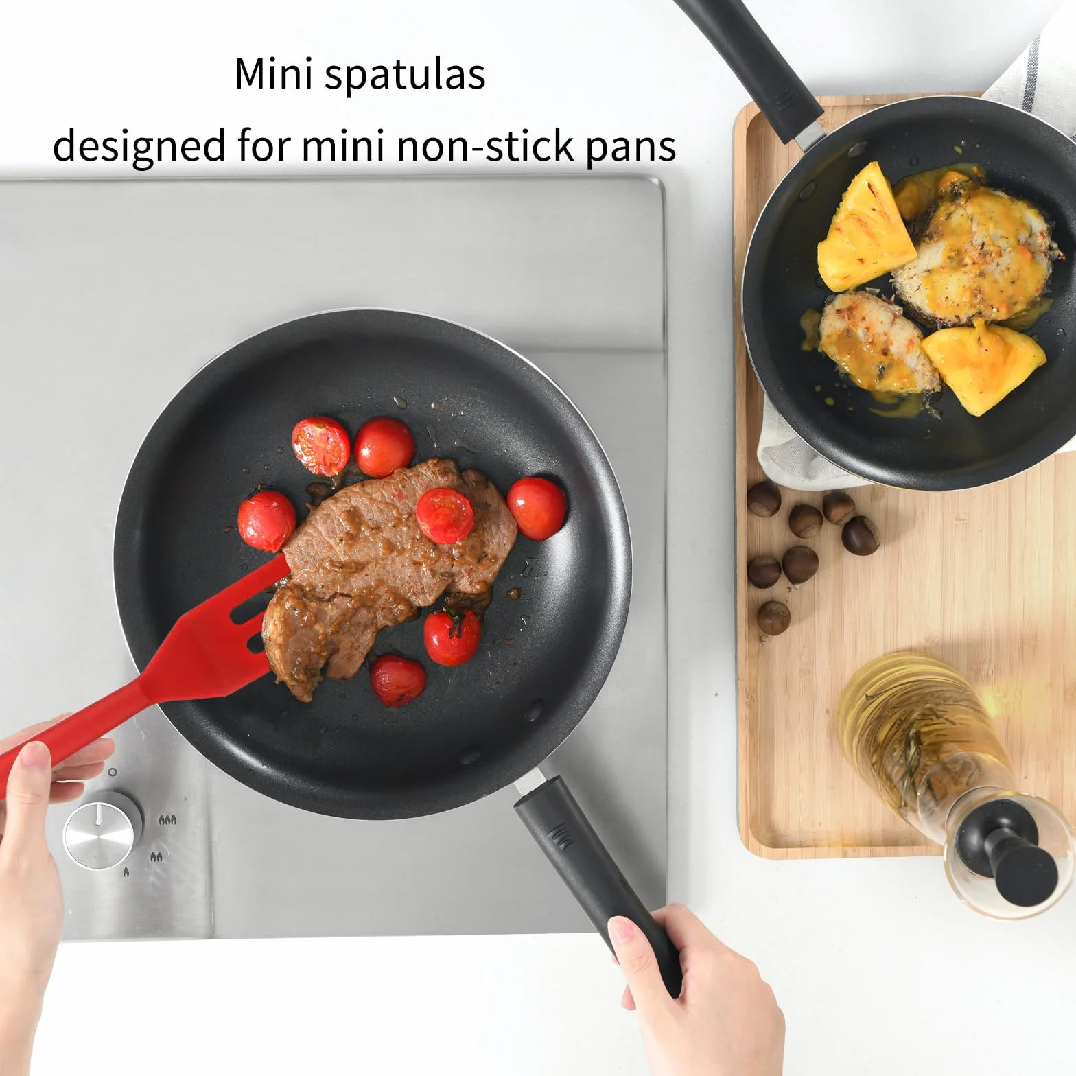 Espátula pequeña, 2 piezas pequeñas de silicona flexible para utensilios de cocina antiadherentes