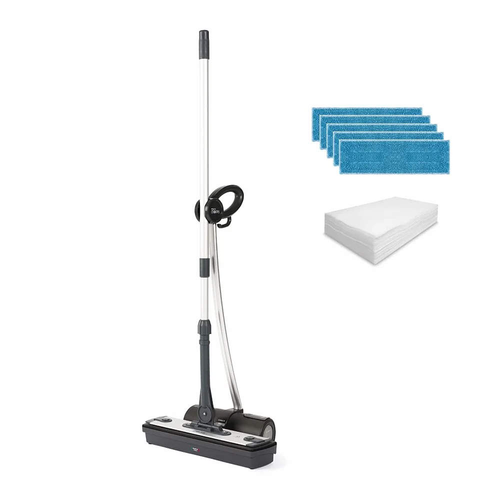 Polti Moppy Black Premium, Mopa a Vapor Sin Cable, para todos los Suelos y Superficies Verticales Lavables, Potencia 1500 W, Capacidad Depósito 0,7 L, Paños Incluidos, Negro