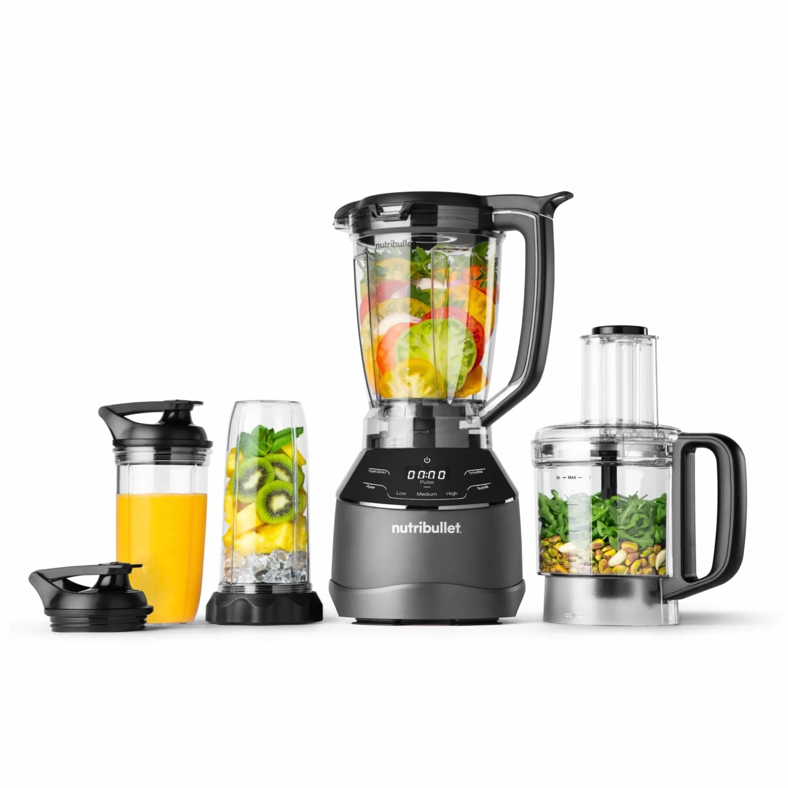 nutribullet triple Prep System, batidora eléctrica, batidora de vaso profesional multifunción, 1500 vatios de potencia, 3 electrodomésticos, negro, NBF580B