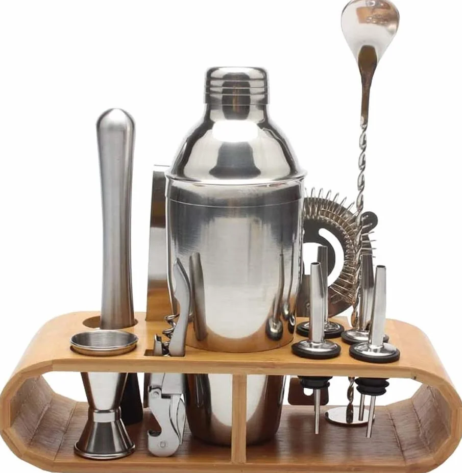 Kit con Soporte para Barra, Juego de coctelera para Mezclar Bebidas, Herramientas de Barra, Mejor Kit de Barman para Principiantes, Utensilios de coci