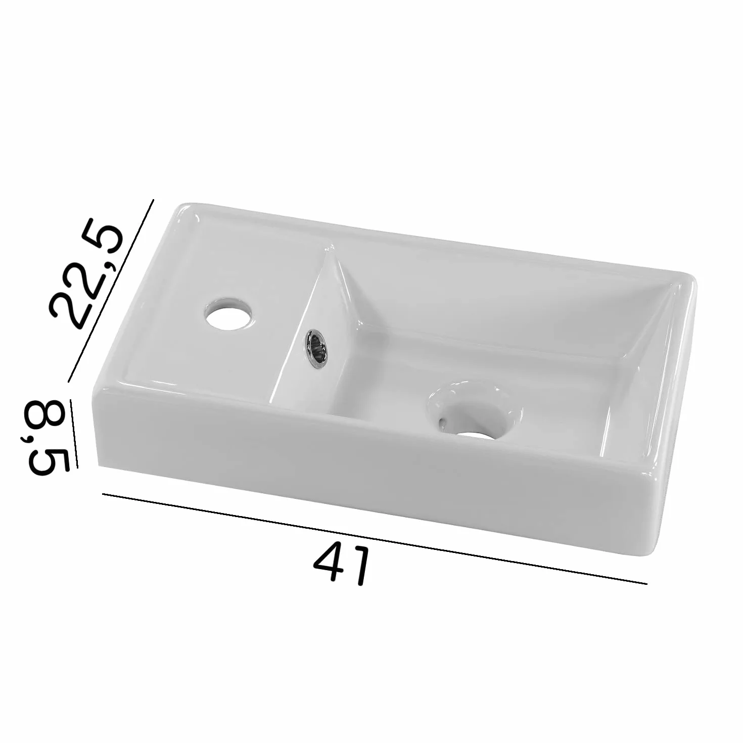 Mueble de Lavabo Blanco con Lavabo Cerámico 40 x 22 cm Izquierda/Derecha