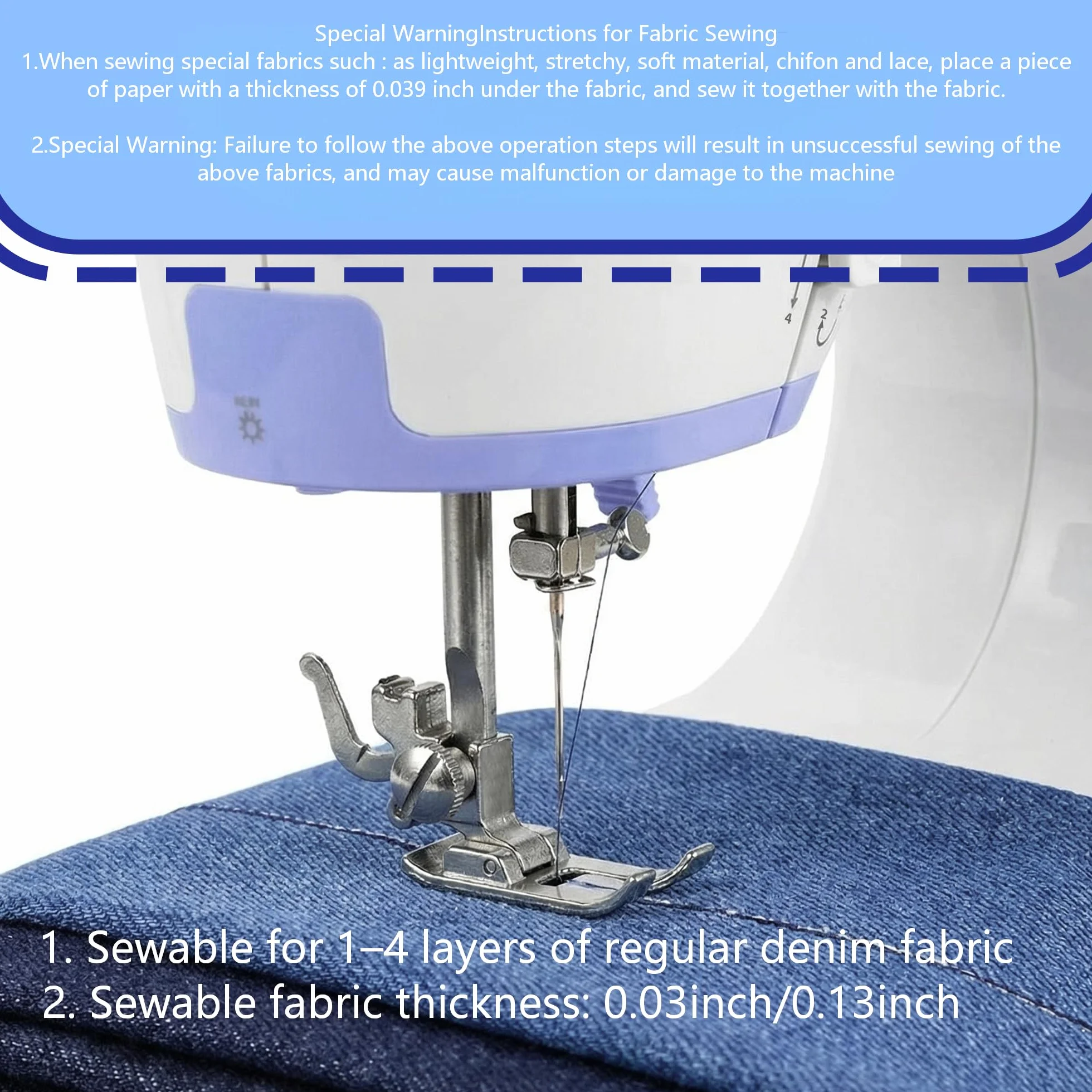 Stoigeld - Máquina de coser para principiantes con 20 piezas de tela y 32 piezas. Agujas 10 piezas/1 bolsa. Kit de hilos de coser, máquina de coser portátil con 12 puntadas integradas y 2 velocidades