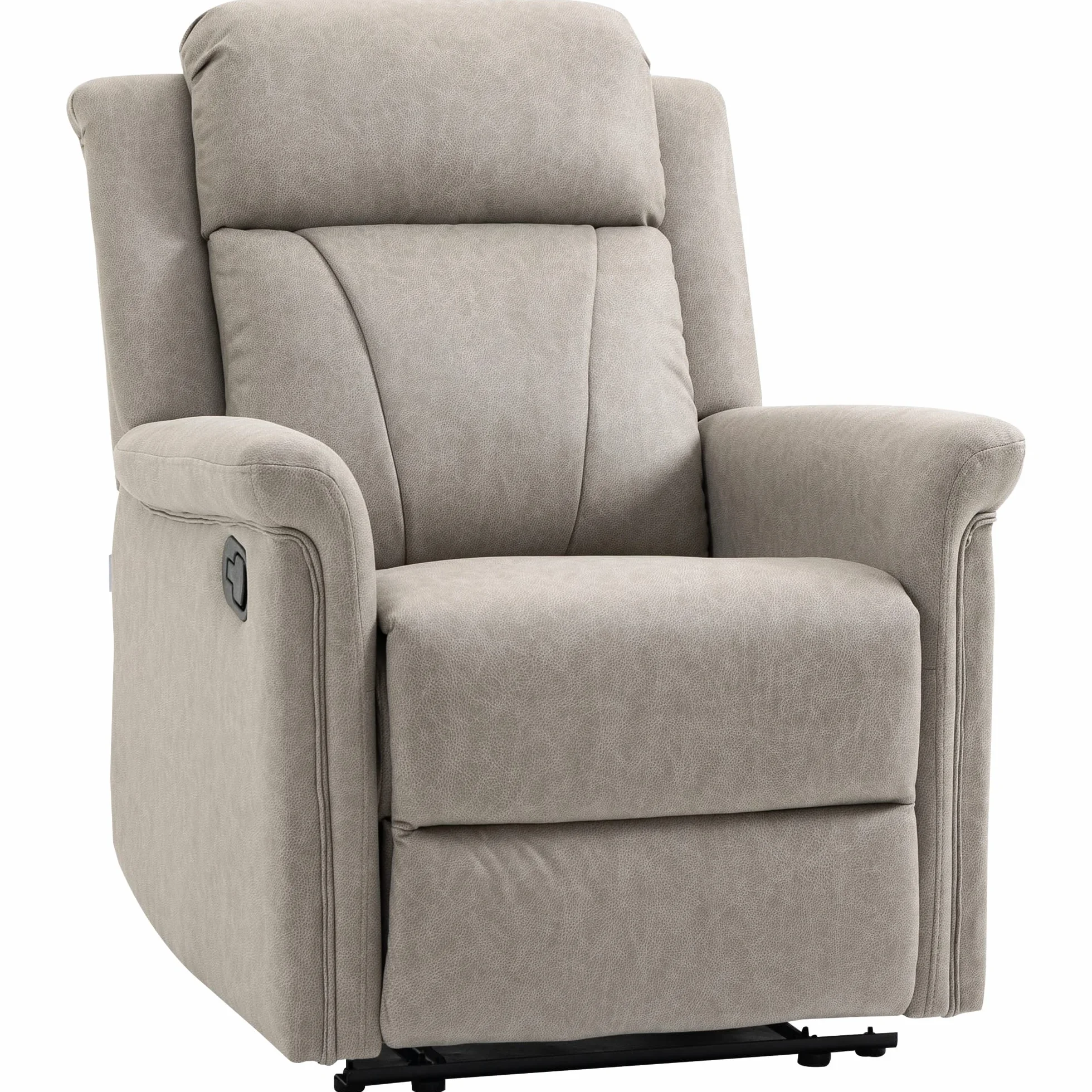 HOMCOM Sillón Relax Reclinable Manual, Sillón Relax de Tela con Reposabrazos, Reposapiés, Respaldo Alto, Acolchado Grueso, Butaca Reclinable hasta 135º para Salón, Dormitorio, Oficina, Gris
