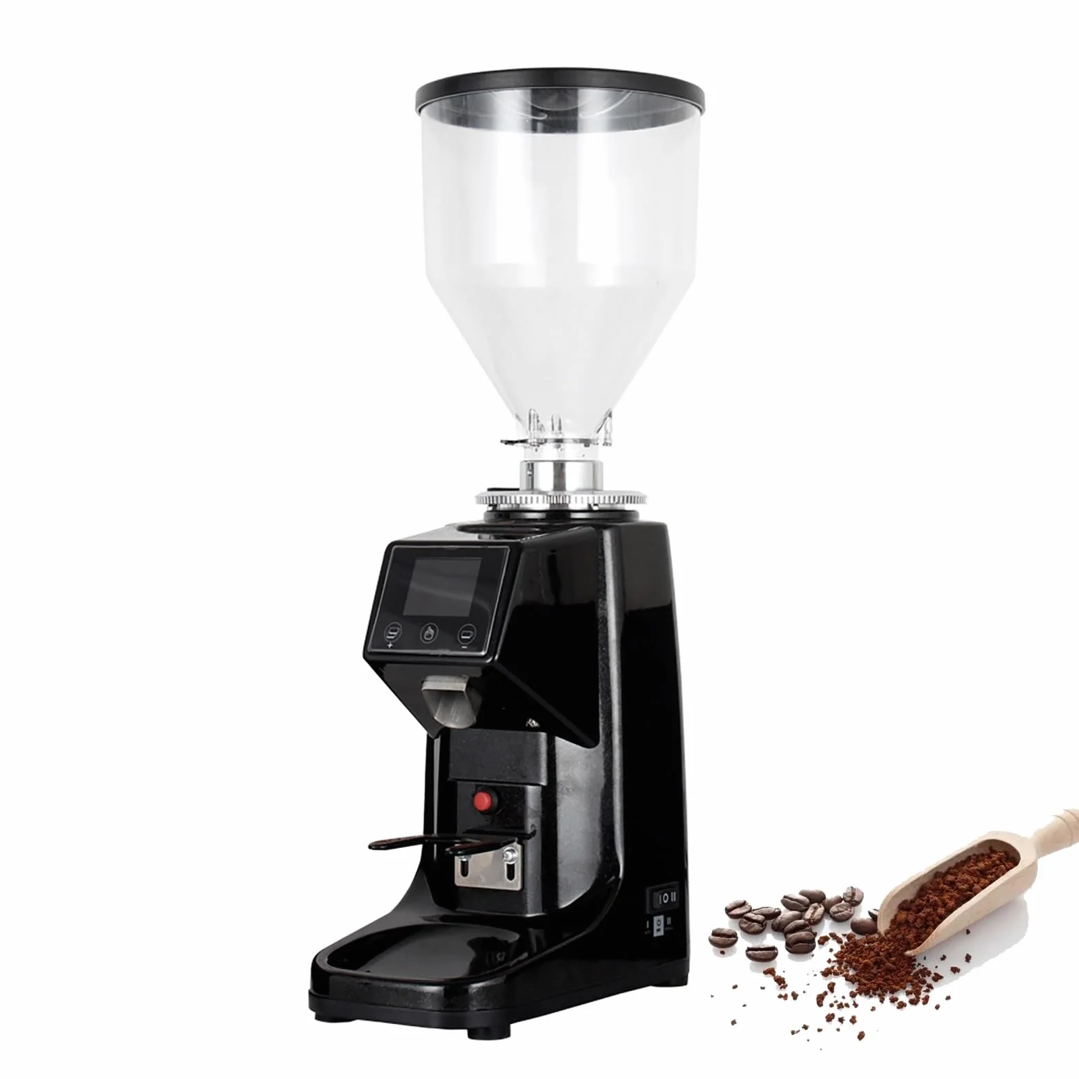 Molinillo de café automático, molinillo eléctrico de café llano, 19 niveles de molienda precisos, cuchillas de acero inoxidable y recipientes extraíbles, para cafeterías comerciales.(Black,1500ml)