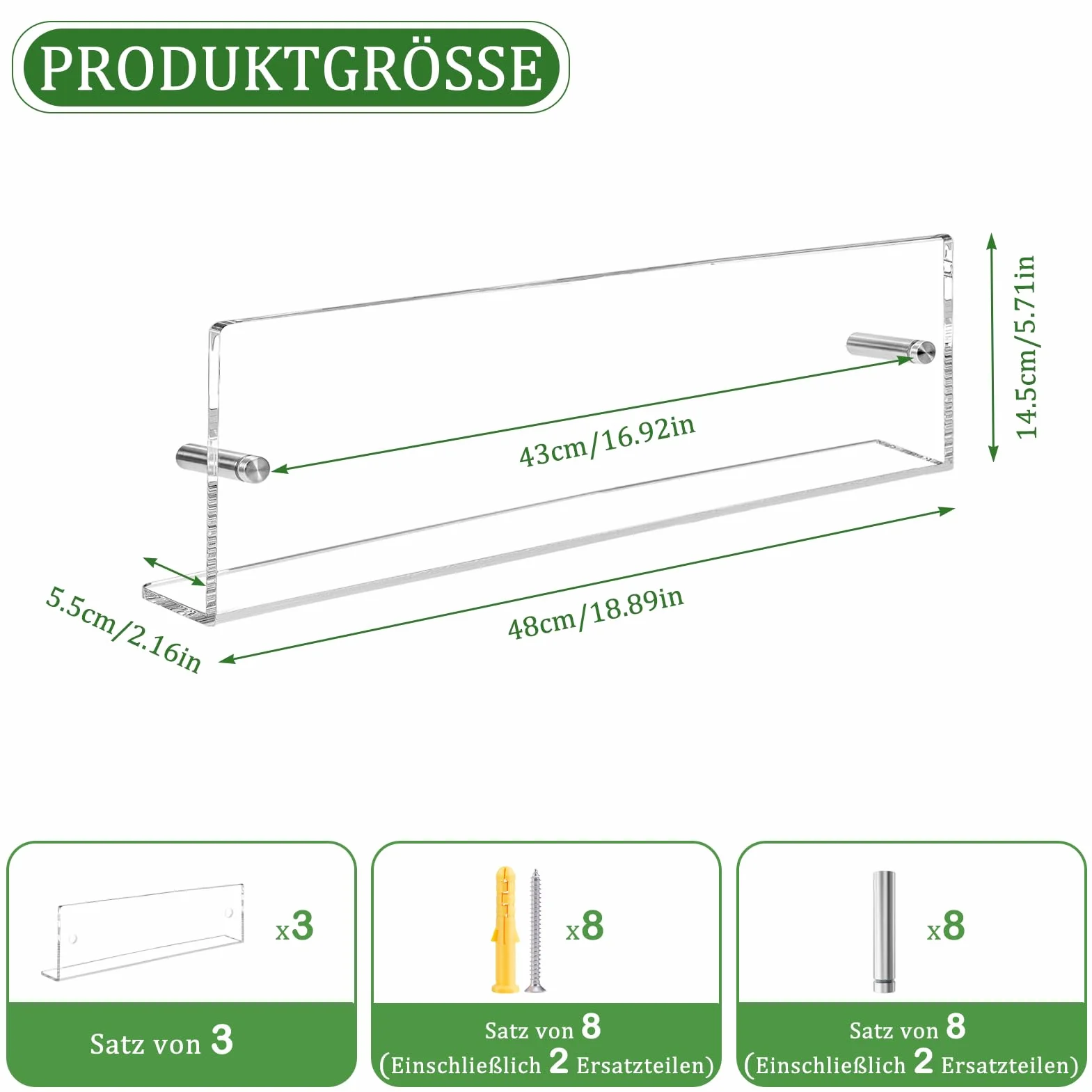Estante para Revistas Acrílico Transparente 48 cm Paquete de 3
