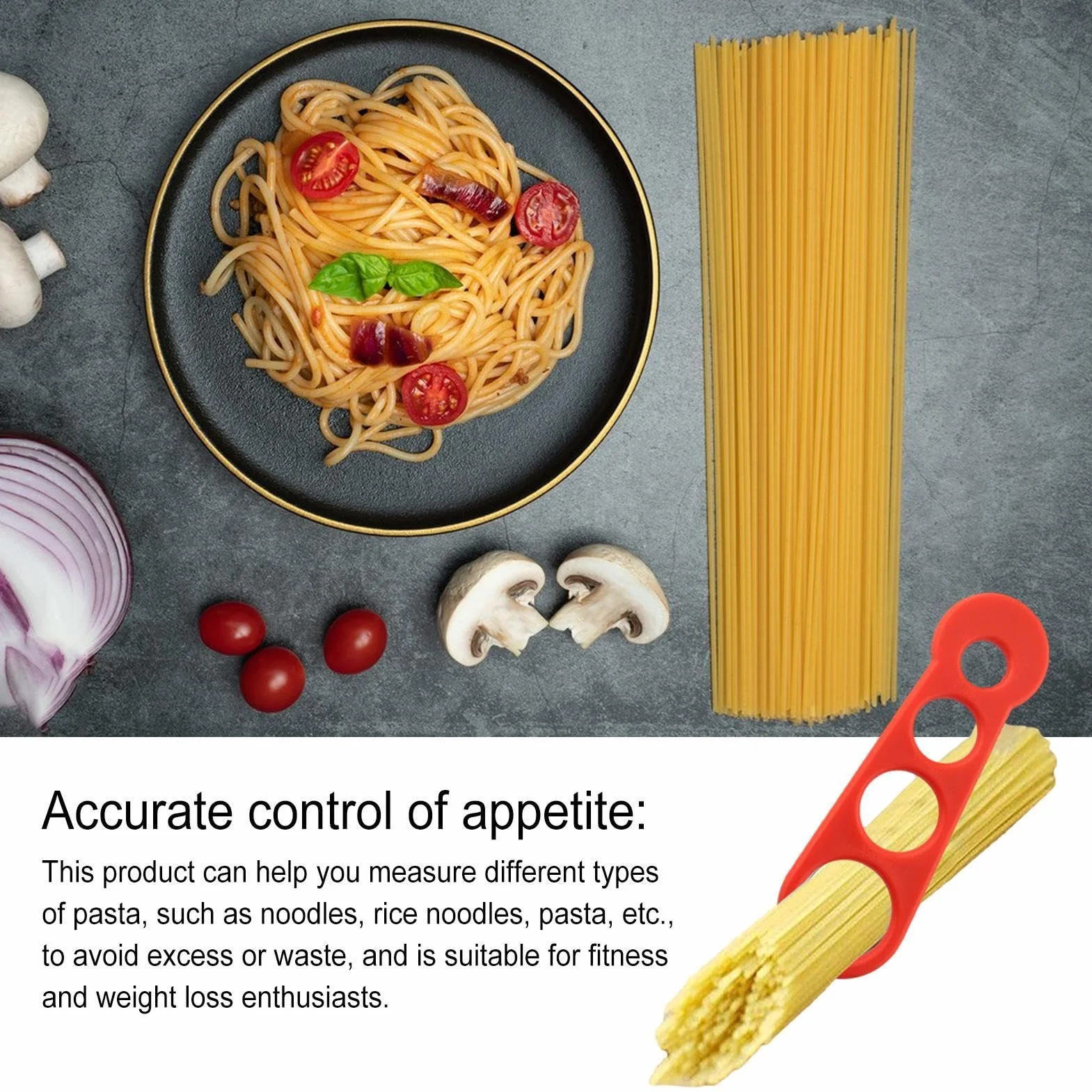 Medidor de espaguetis de acero inoxidable, guía de porciones, utensilio de cocina