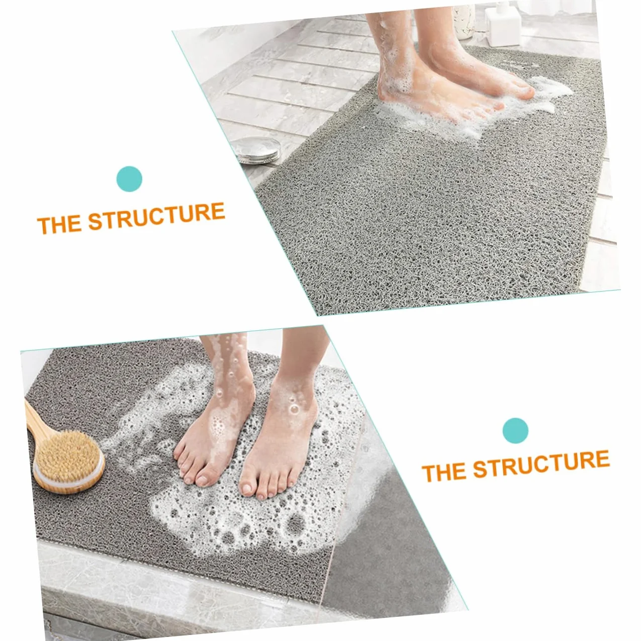 Cabilock Alfombra de Baño Antideslizante Alfombra de Suelo de PVC Tacto Suave Lavable en Máquina para Baño Cocina y Entrada