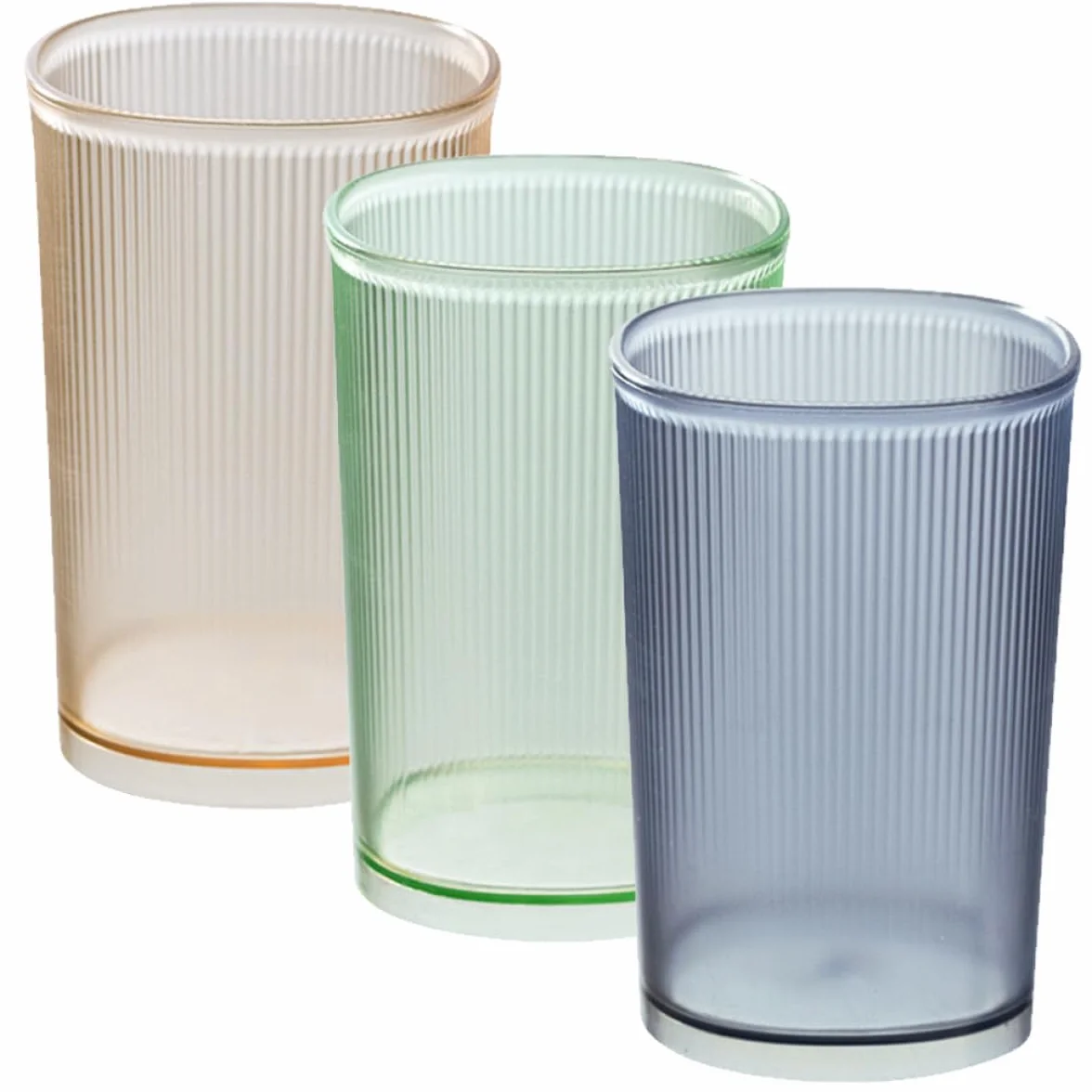 Vasos para Cepillos de Dientes 500ml, Pet Resistente, Apilable, Acabado Mate, 3 Piezas