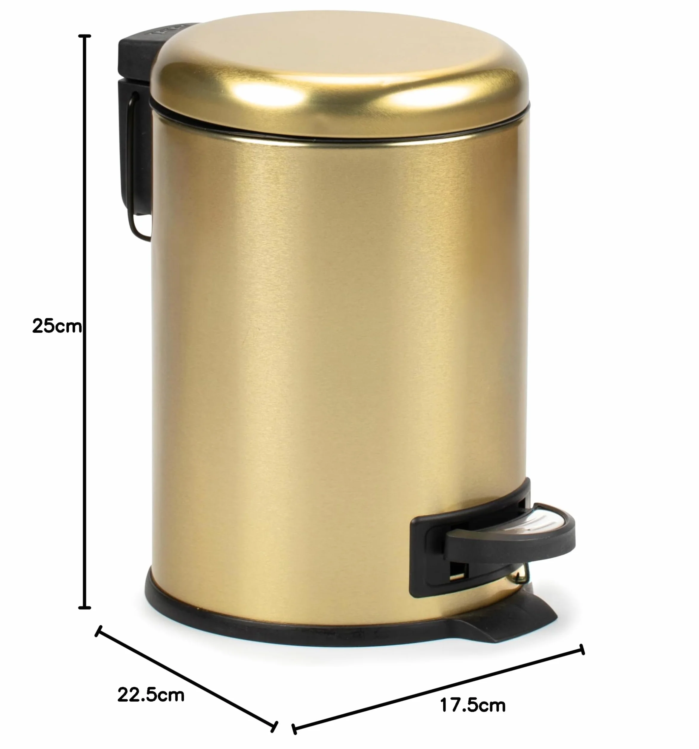 Papelera Baño Pedal 3L Oro Nordic 19x21,8x22,1 cm
