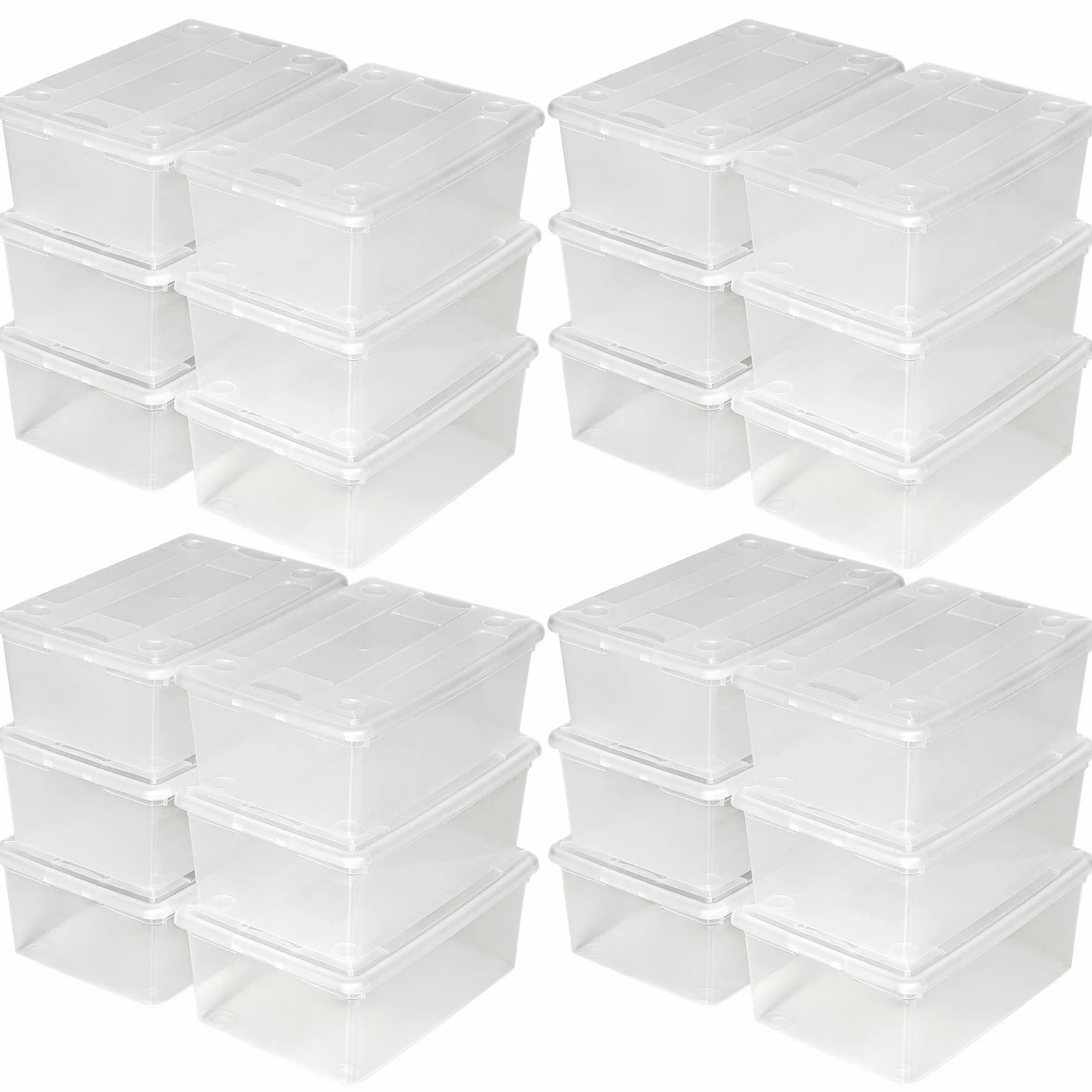 tectake Cajas de almacenaje de Zapatos Calzado Cajas plástico Transparente apilable 33x23x12cm - Varias cantidades - (4x6 | no. 402006)