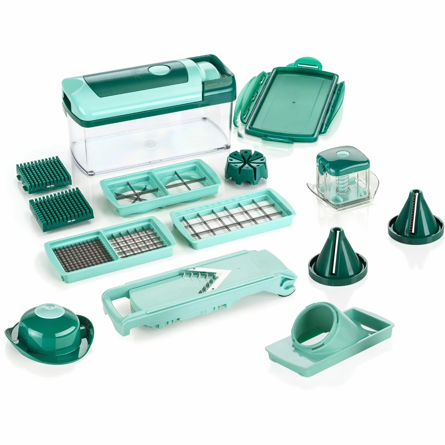 Genius - Juego de Accesorios de Cocina para Cortar Alimentos Nicer Dicer Fusion Julietti, 16 Piezas, Incluido unrebanador.