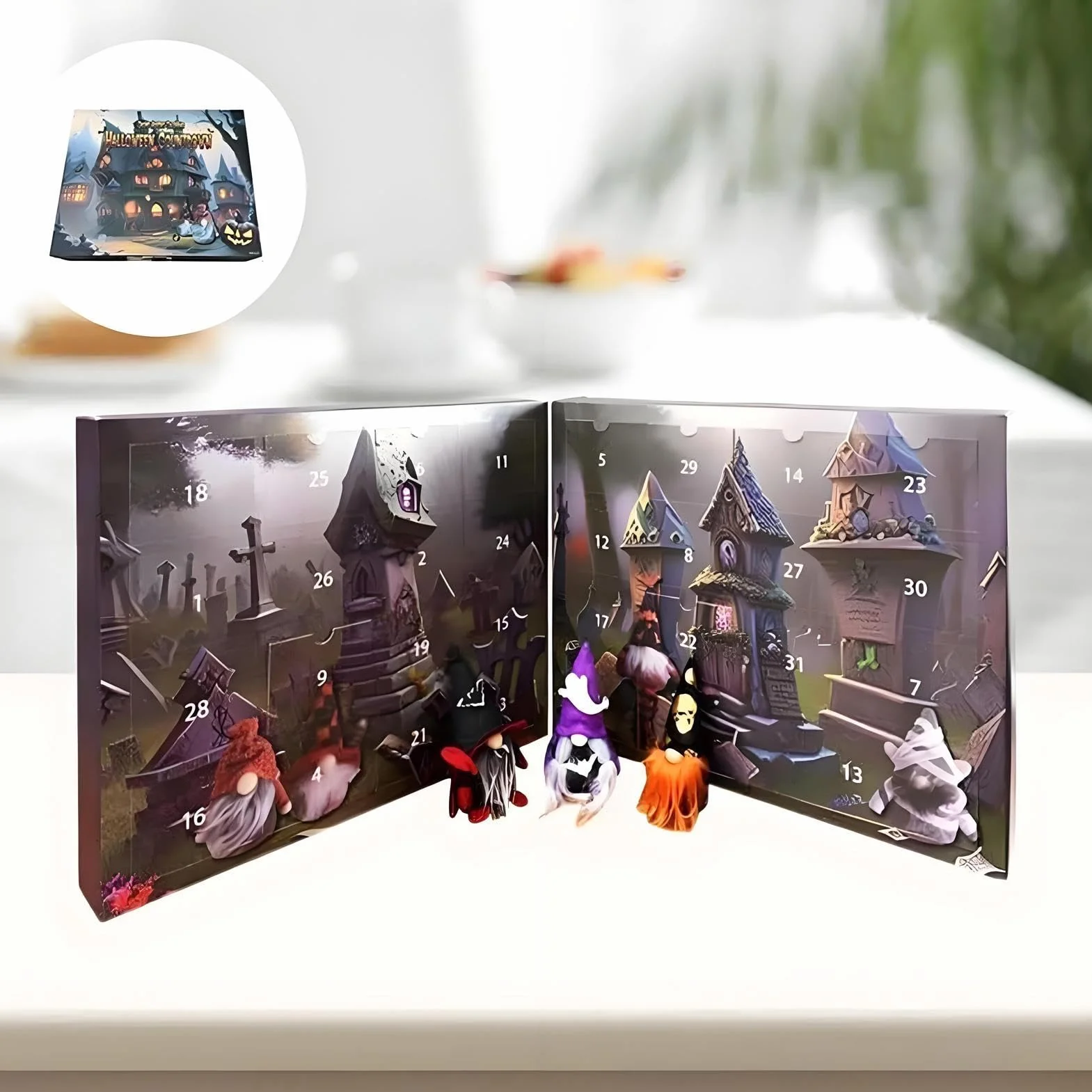 Gnomos De Halloween Muñeco Enano con Sonido y Luz | Calendario De Cuenta Atrás Para Las Festividades Para Cumpleaños Sala Dormitorio Vacaciones Estantería Oficina En Casa
