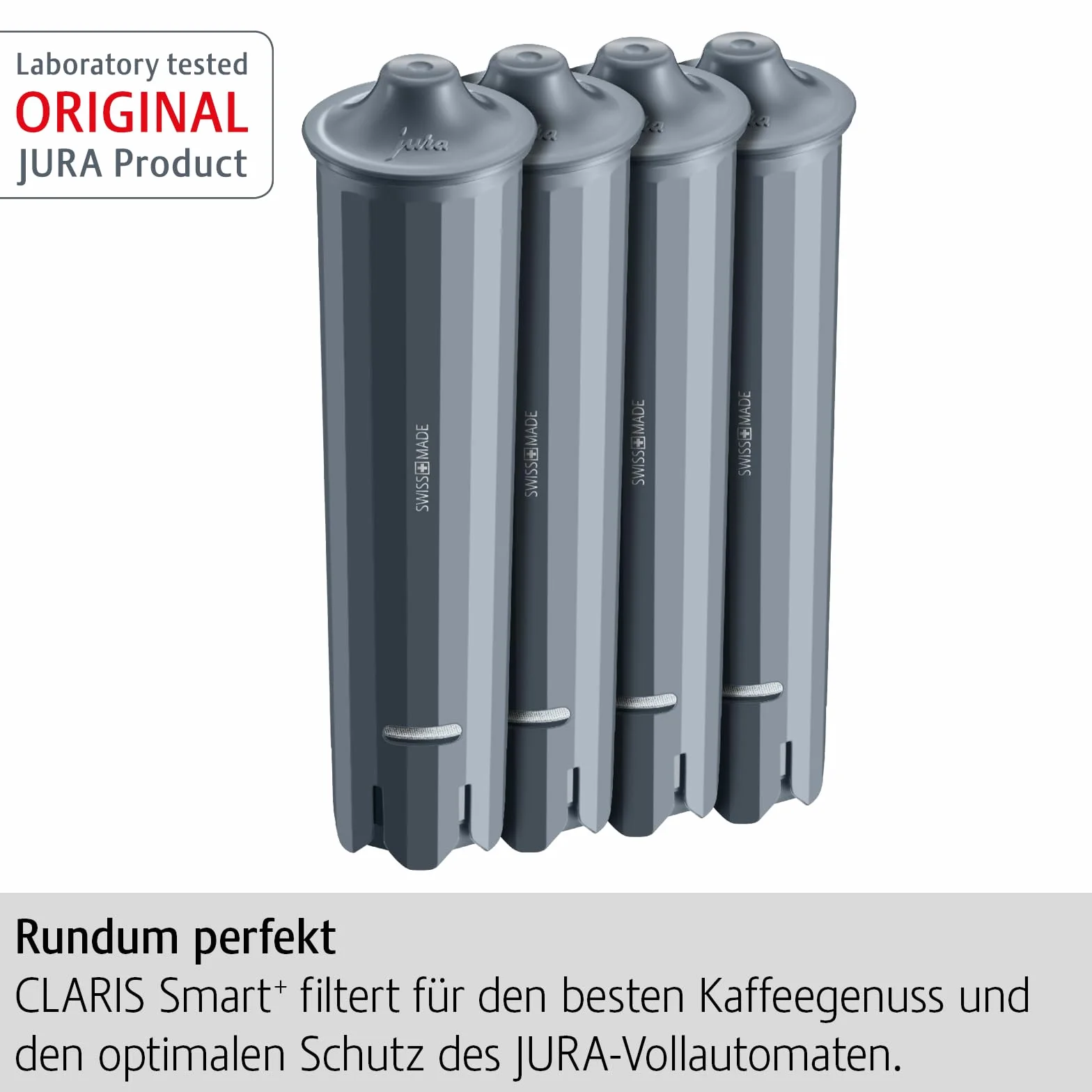 JURA CLARIS Smart+ 25066 - Cartucho de filtro con reconocimiento automático de filtro (certificado TÜV, 4 unidades)