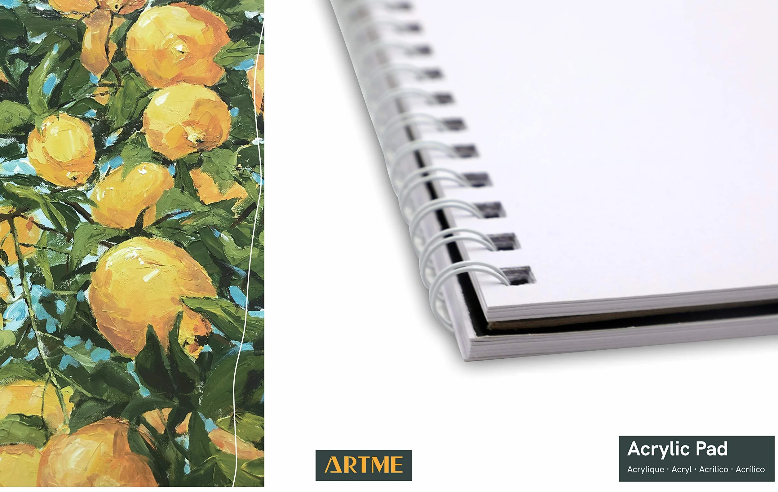 Artme Almohadill Papel Acrílica A4 x 12 Hojas 400g Extra Pesado Prensado En Frío Sin Ácido Bloc Dibujo Pintura Acrílica Y Gouache