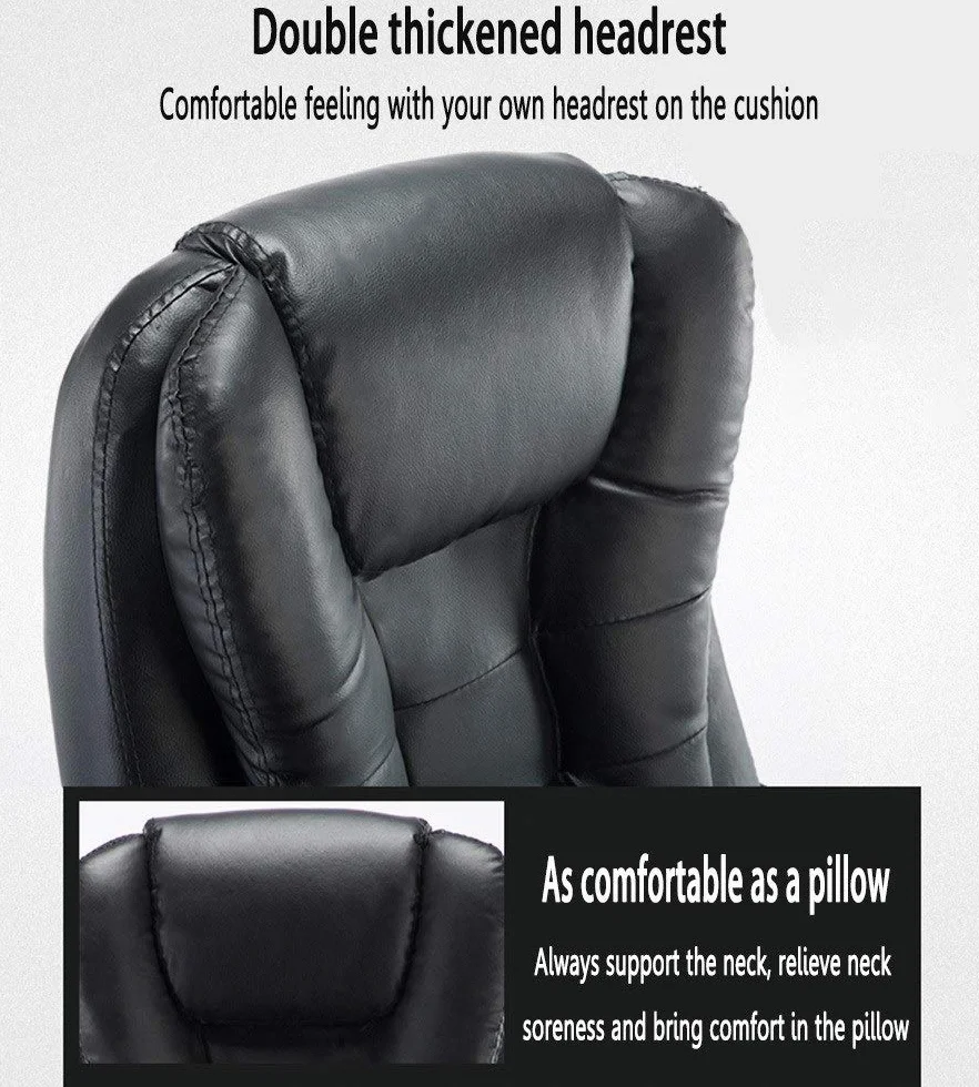 Silla de oficina ejecutiva ergonómica giratoria con piel sintética resistente, reposabrazos acolchados, soporte de cintura reclinable, hasta 330 libras