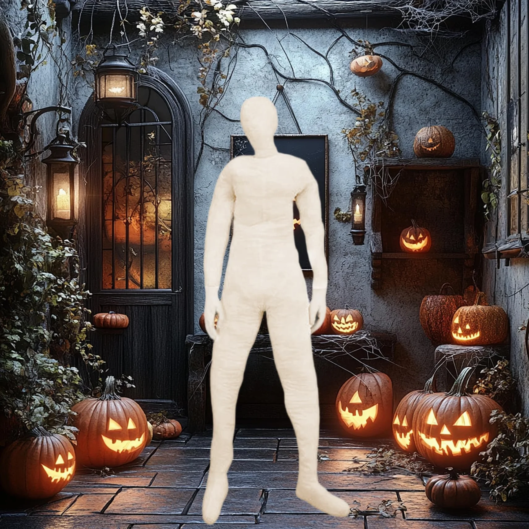 Muñecas Adultas de tamaño Completo, muñeco de Peluche de 70, 9 Pulgadas, maniquí articulado de Cuerpo Completo con Manos, decoración de Halloween para Fiestas de Casas encantadas, Beige, maniquí