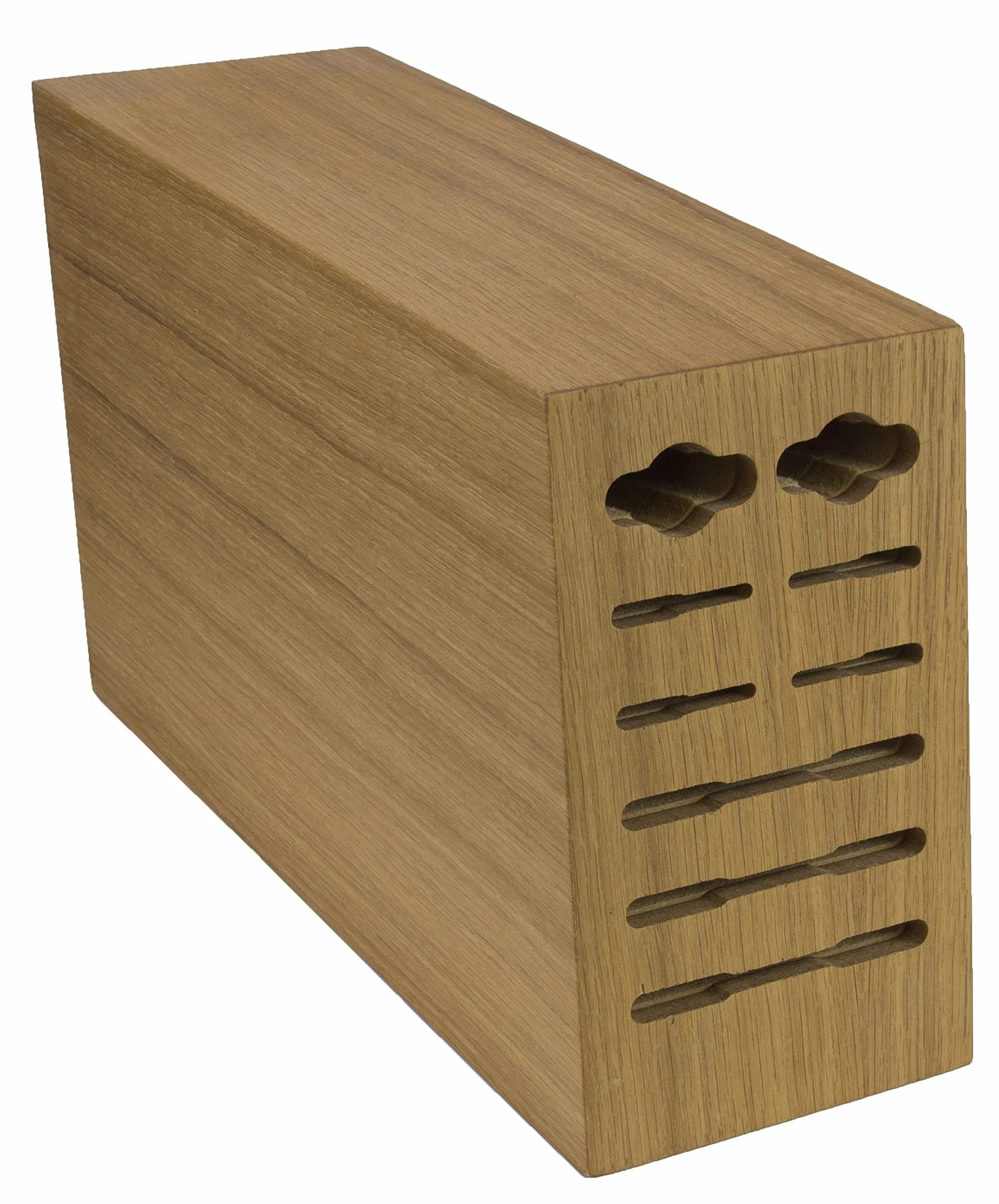 Bloque de cuchillos de madera de roble con 9 orificios, vacío
