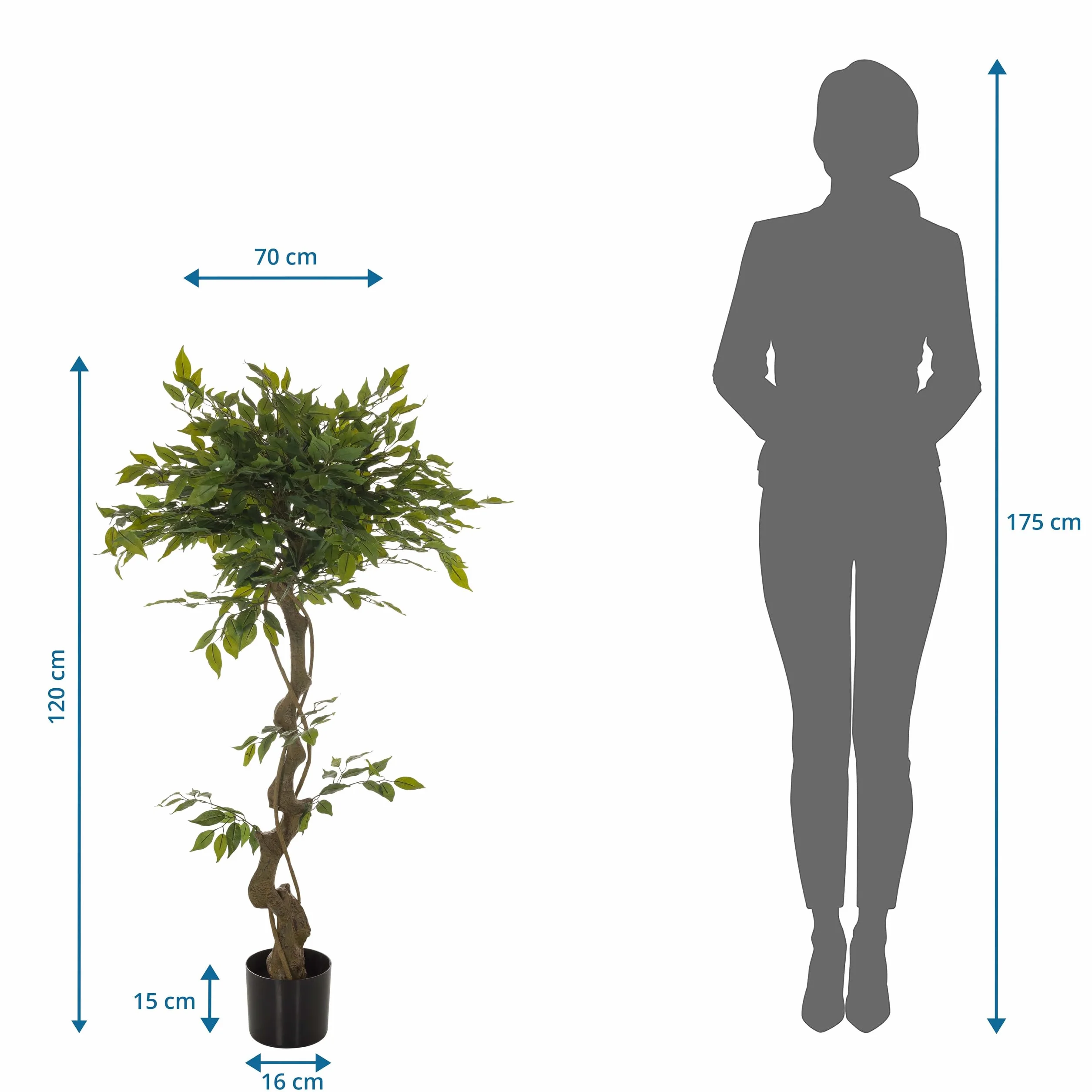 hjh OFFICE Planta Artificial FICUS I Planta Artificial Decorativa 120 cm, Abedul higuera, árbol Artificial fácil de cuidar, Verde 871057